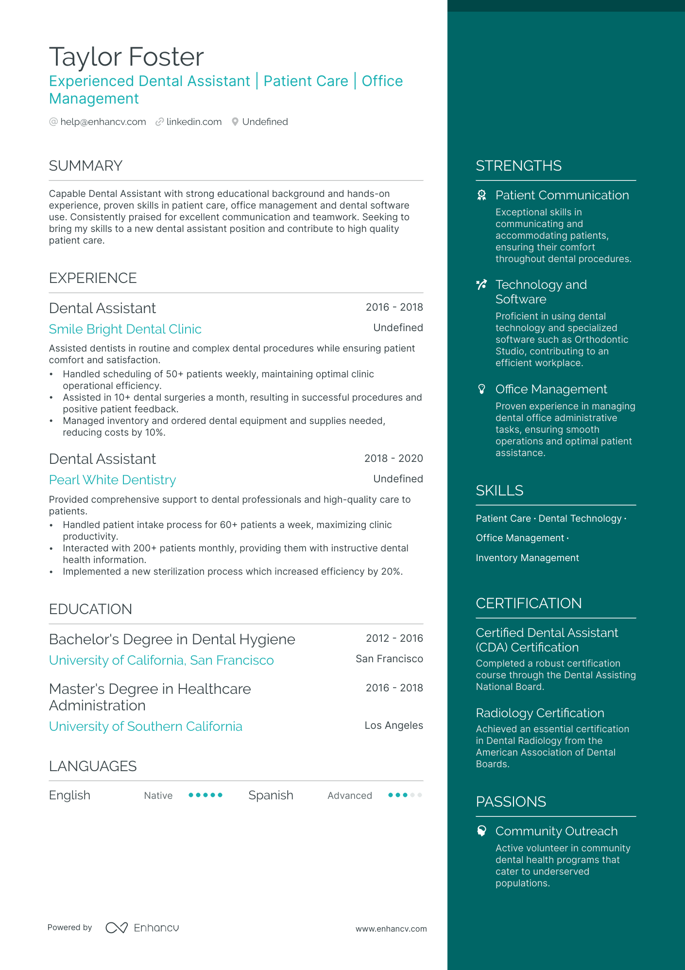 Entry Level Dental Assistant Resume Example