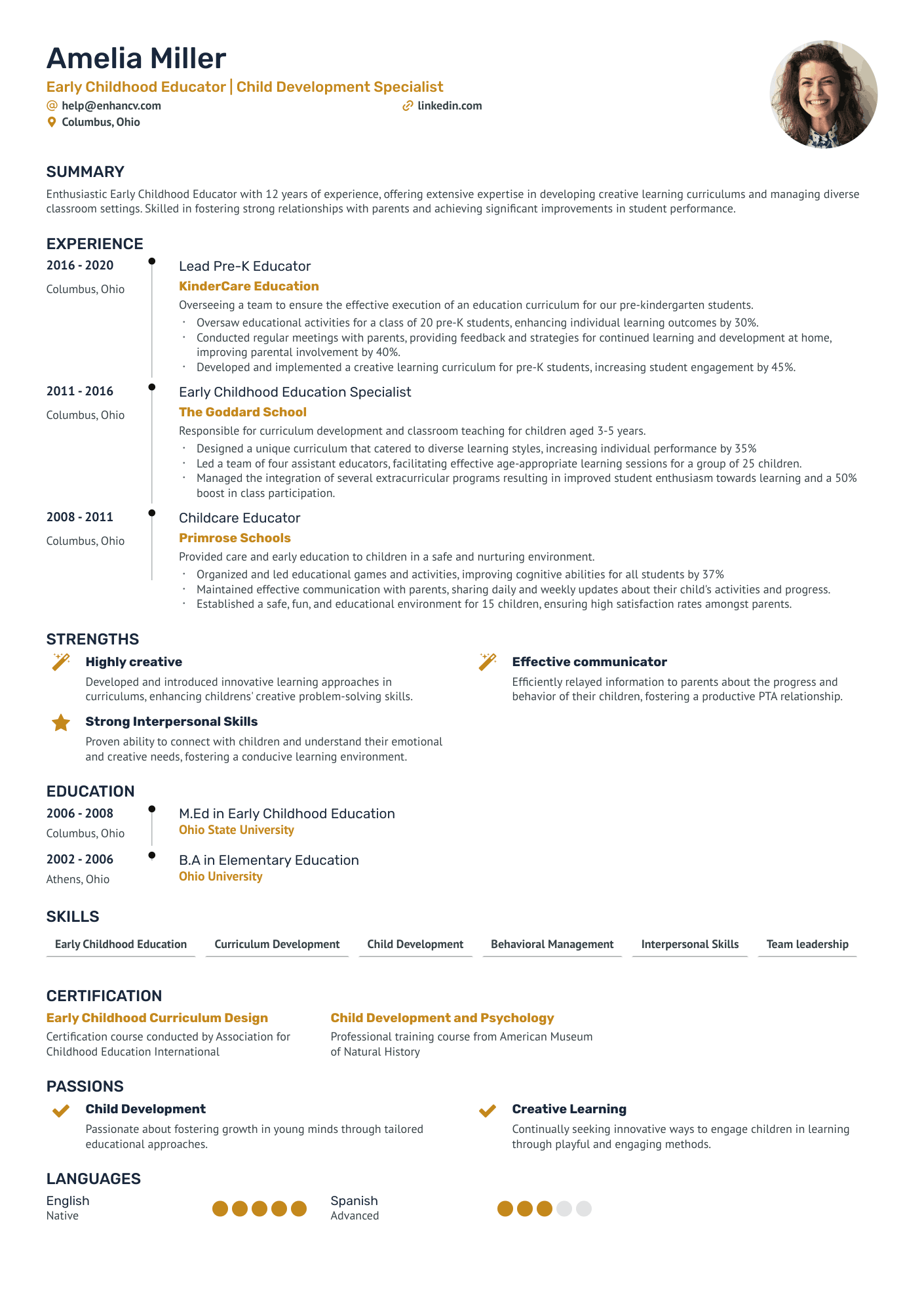 Day Care Pre Kinder Teacher Resume Example