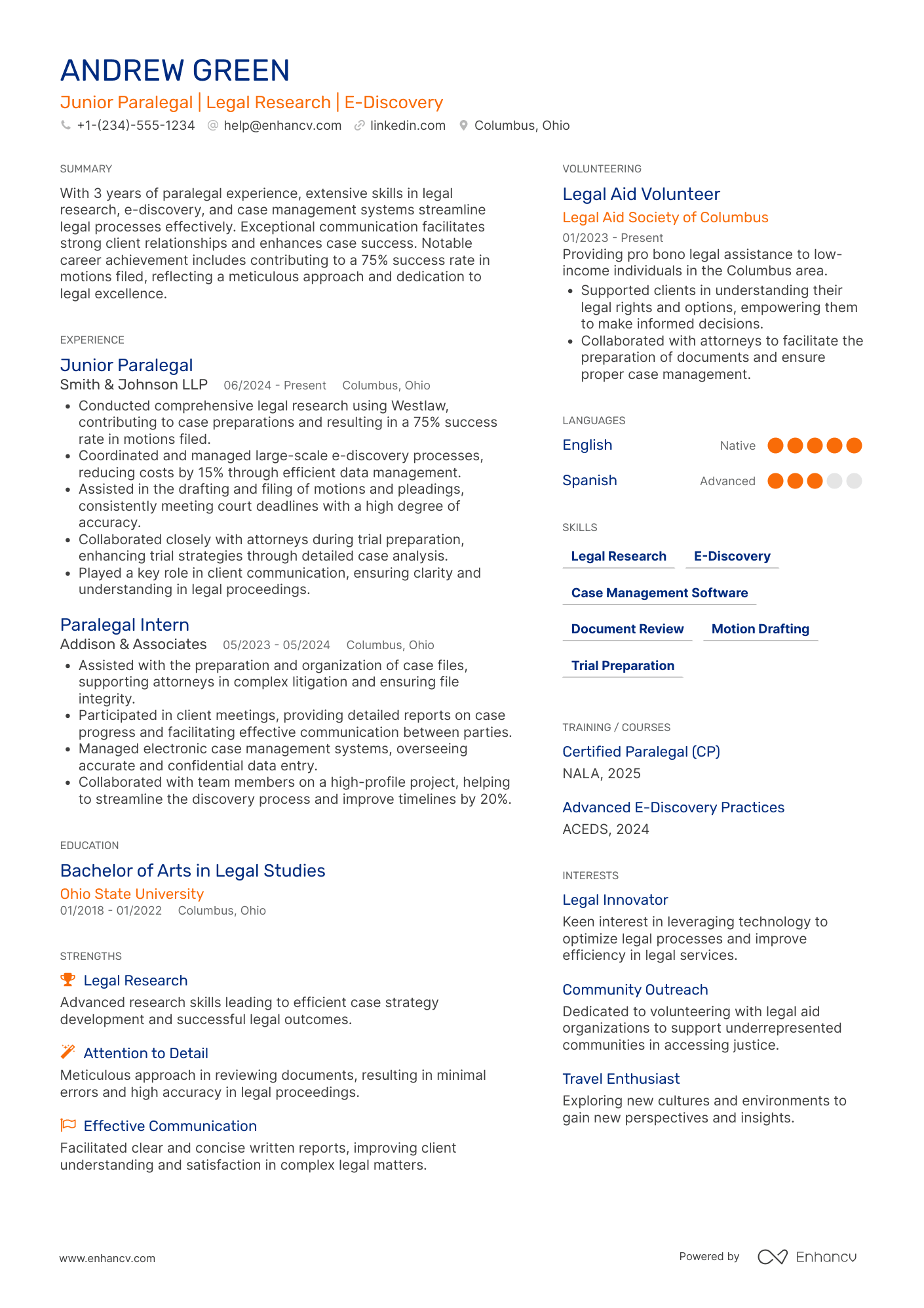 Senior Paralegal Resume Example