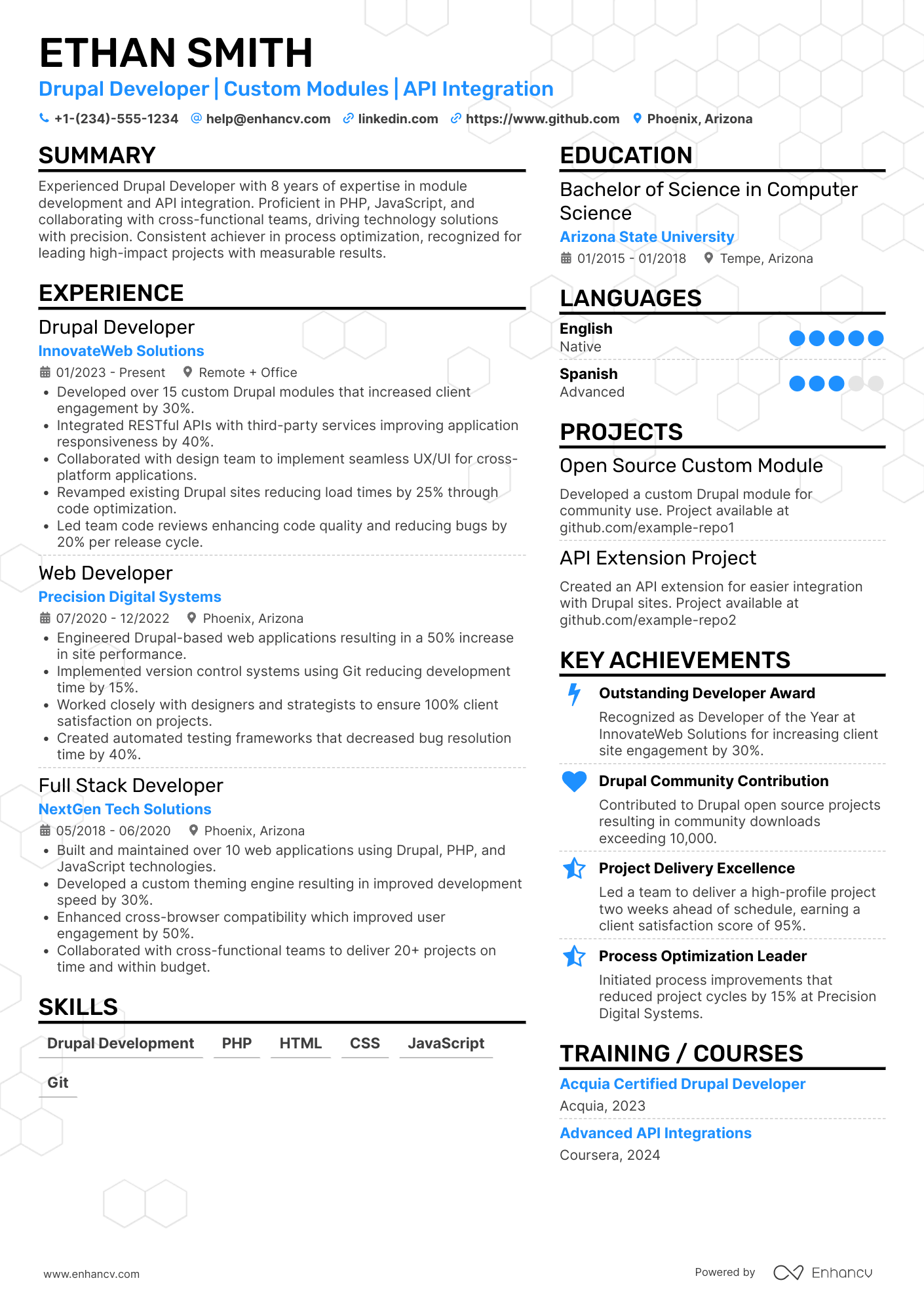 Drupal Developer Resume Example