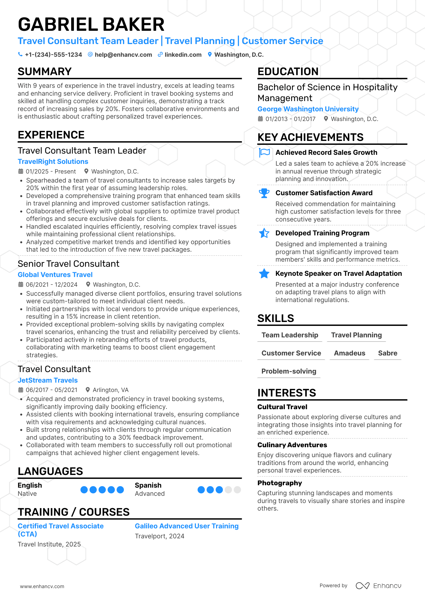 Travel Consultant Team Leader Resume Example