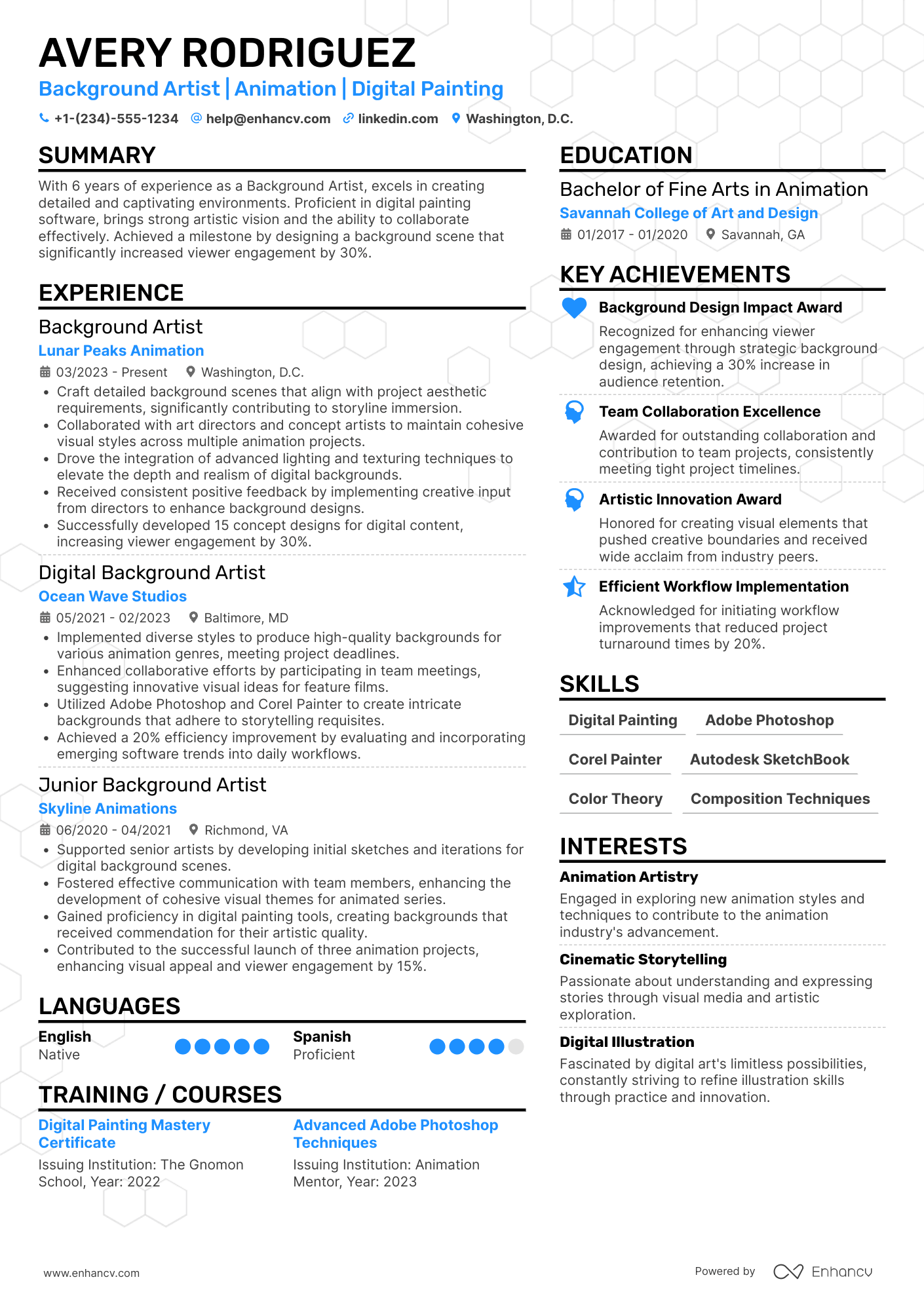 Background Artist Resume Example