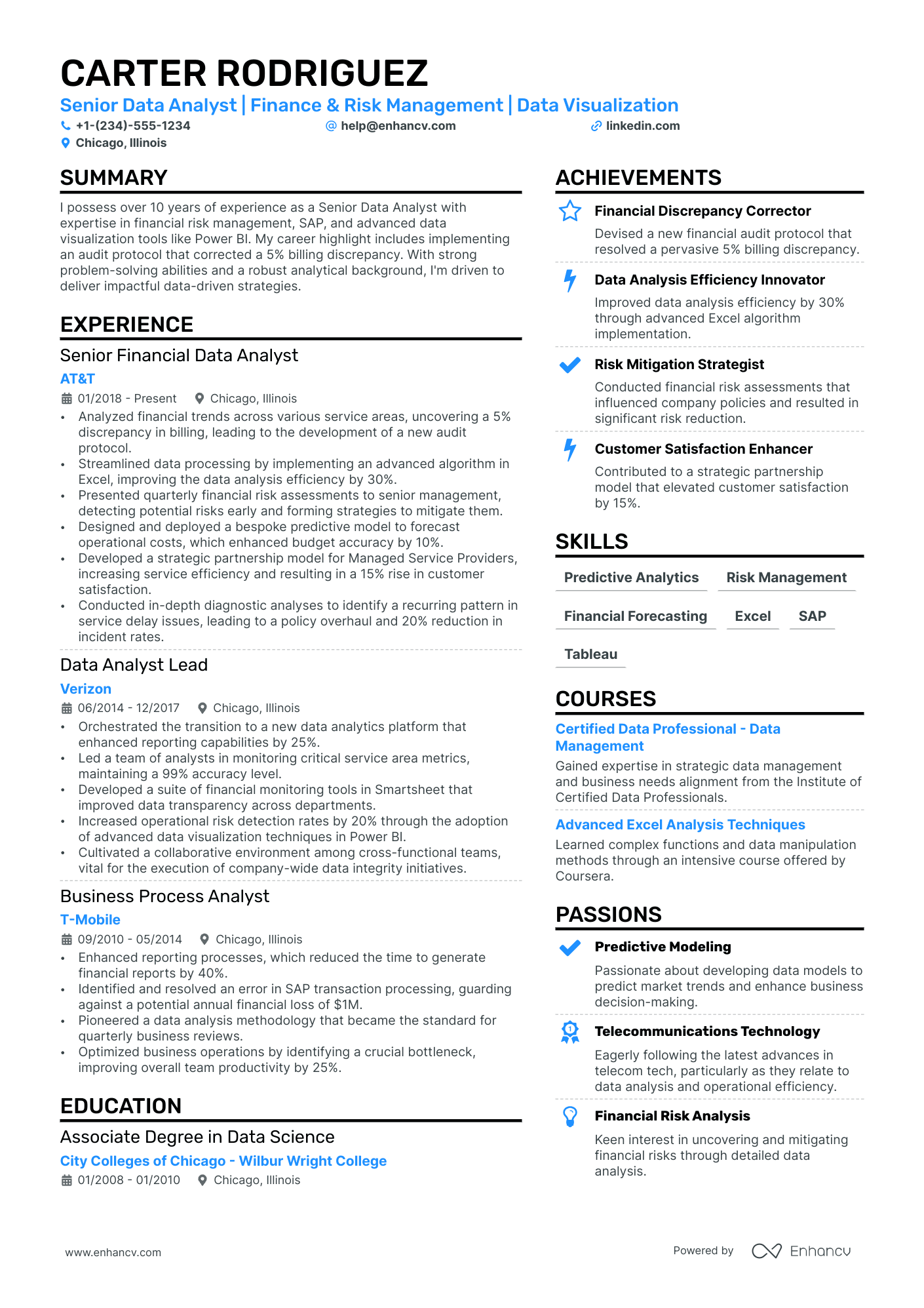 Financial Data Analyst Resume Example