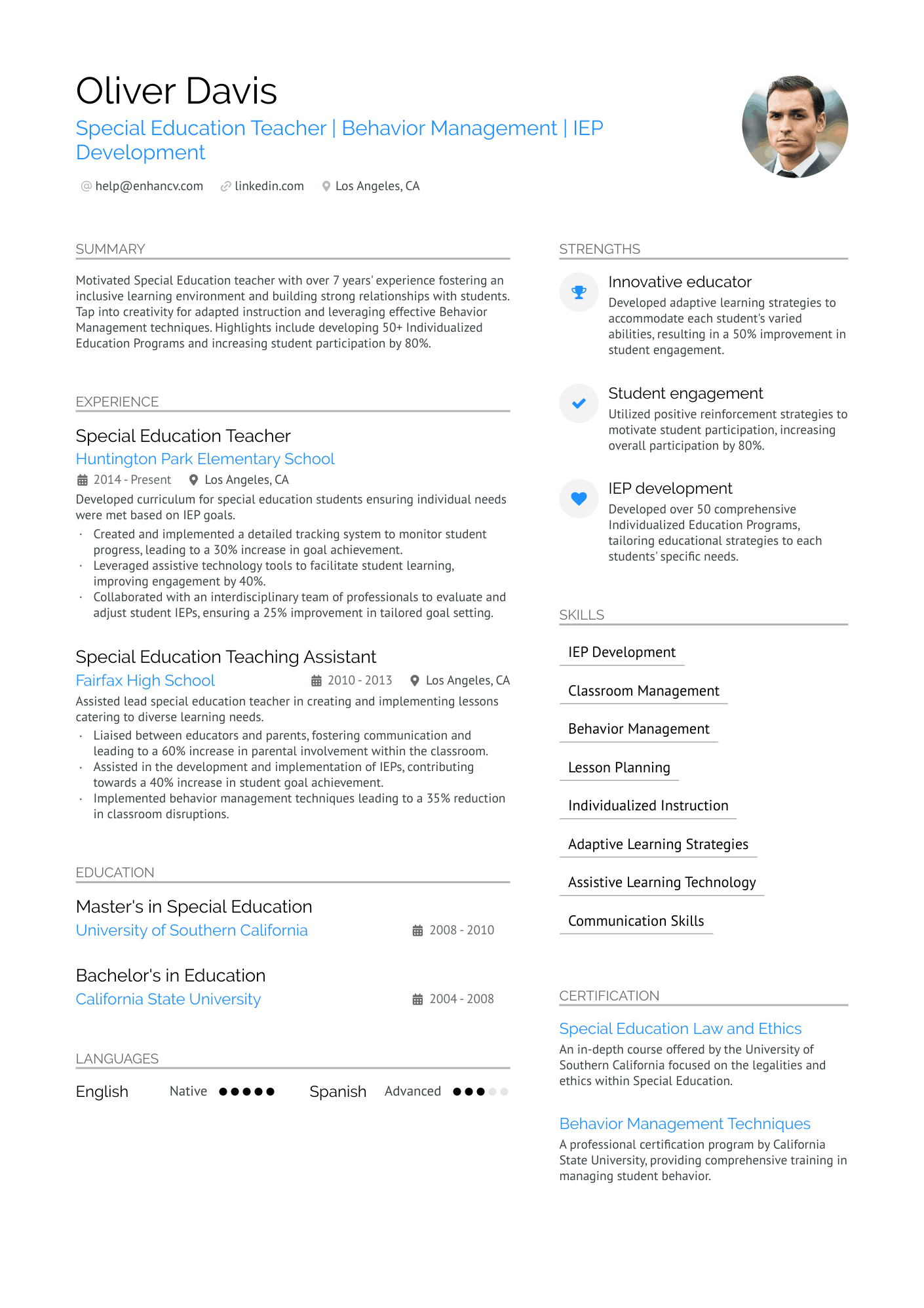 Special Education Substitute Teacher Resume Example