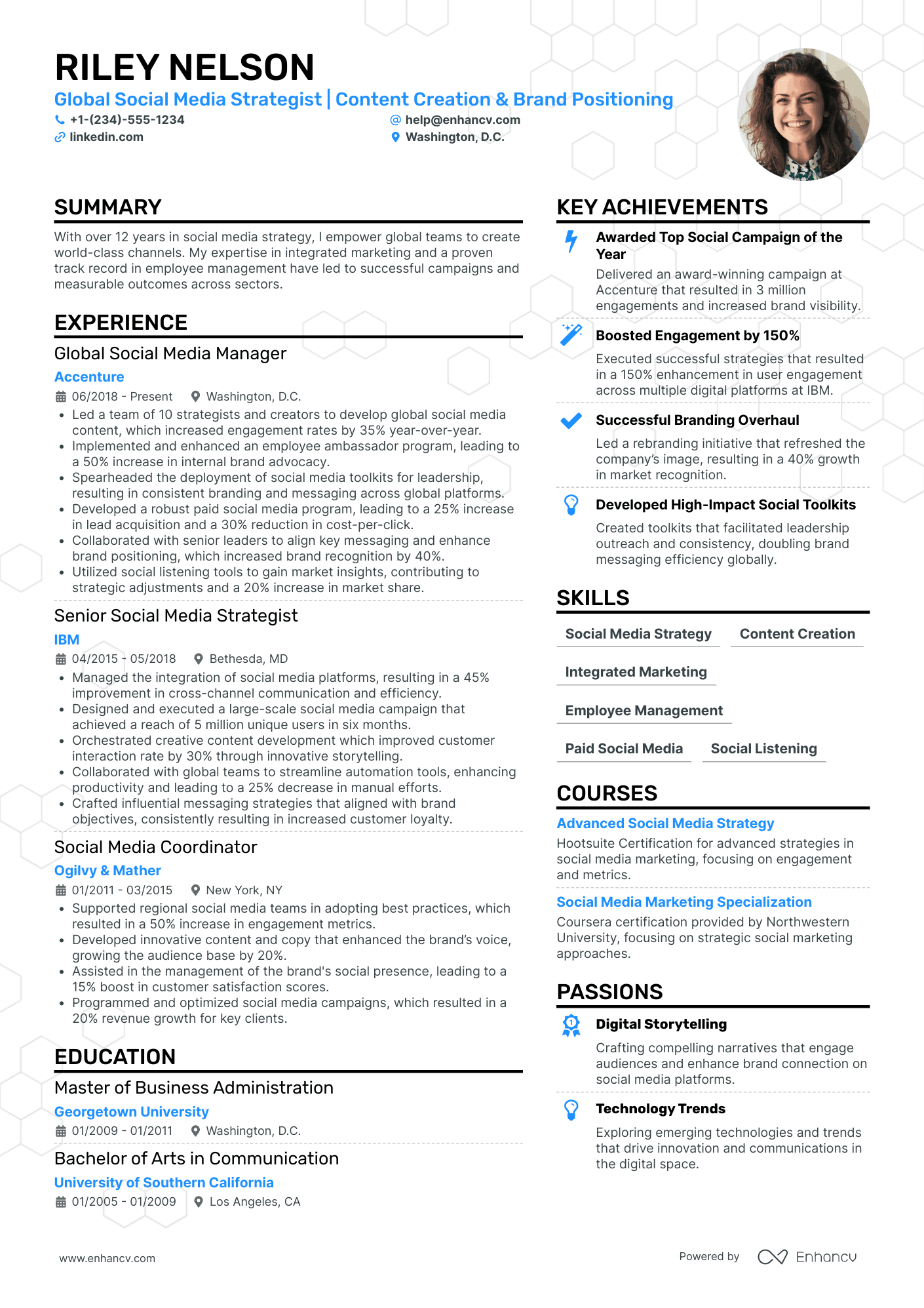 Global Social Media Manager Resume Example