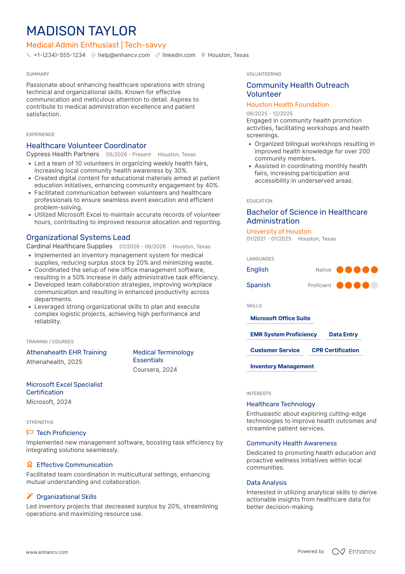 Medical Administrative Assistant Intern Resume Example