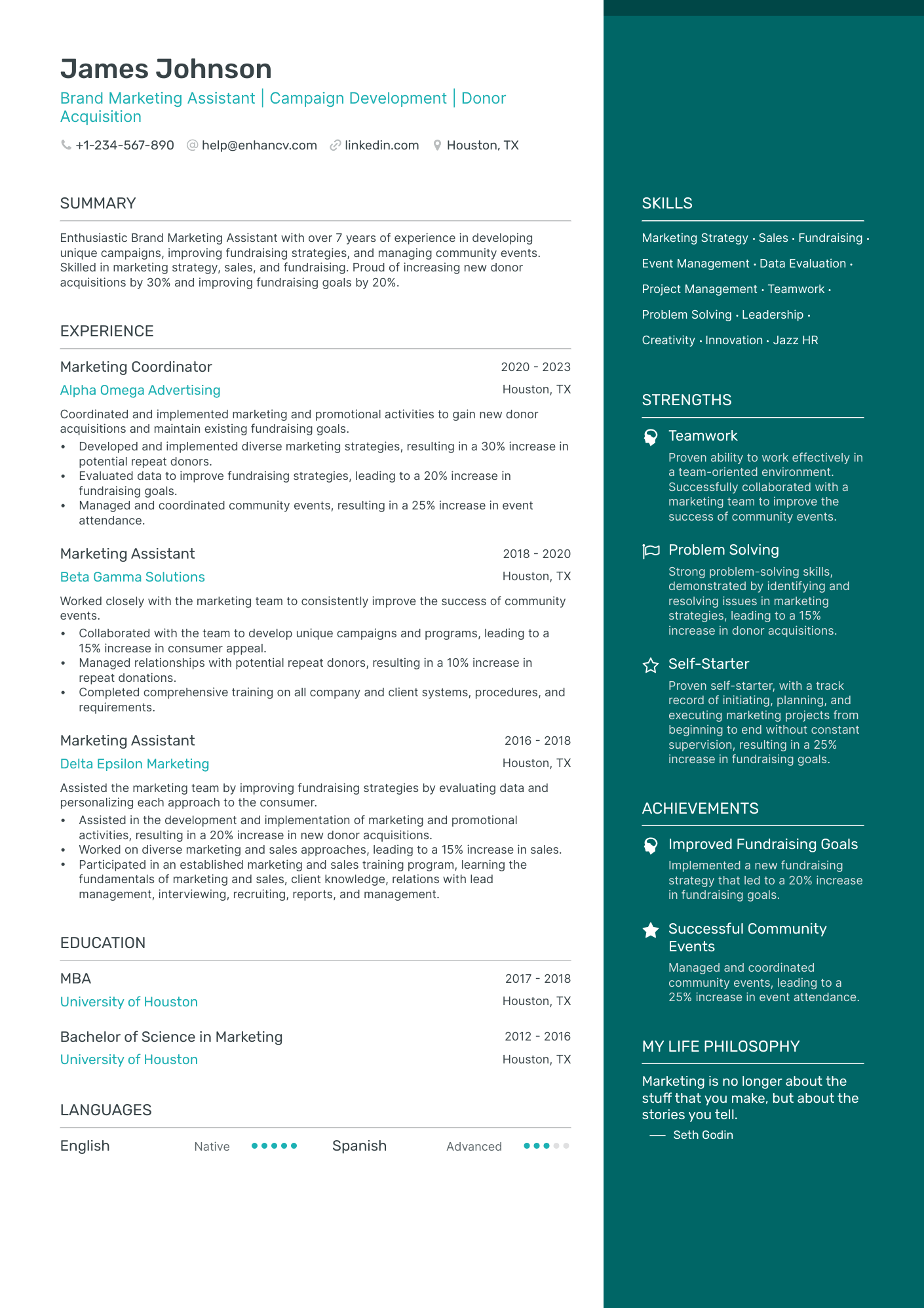 Marketing Assistant Resume Example