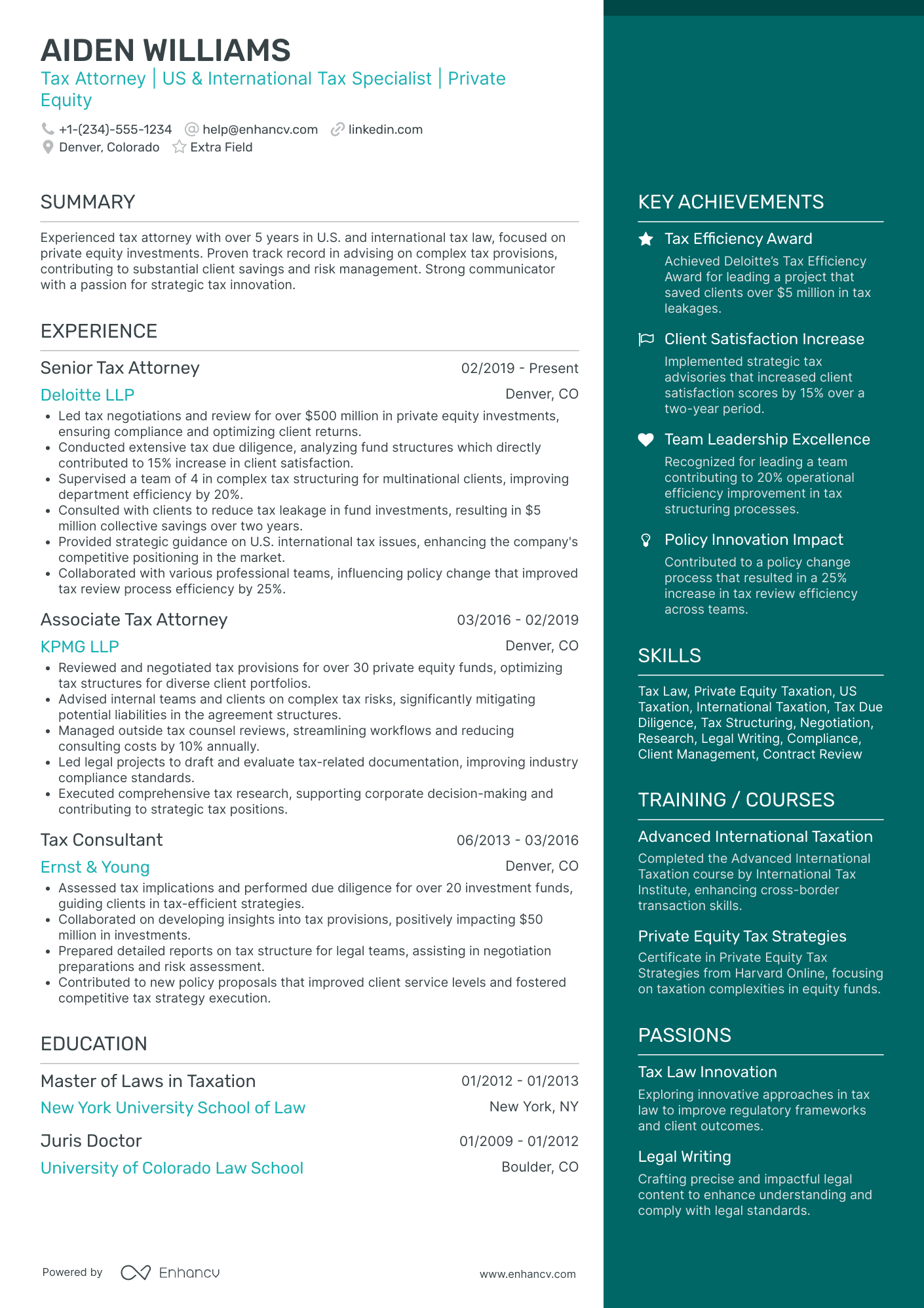 Tax Attorney Resume Example