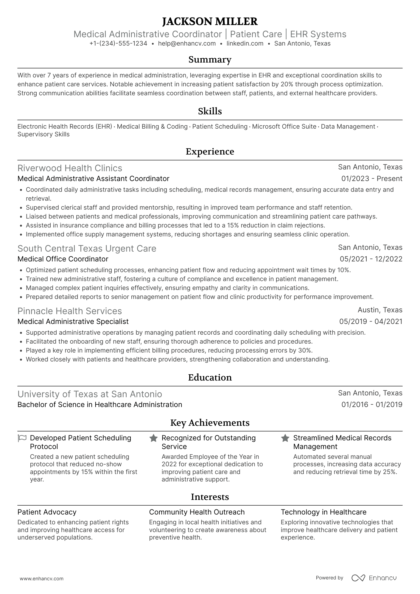 Medical Administrative Assistant Coordinator Resume Example
