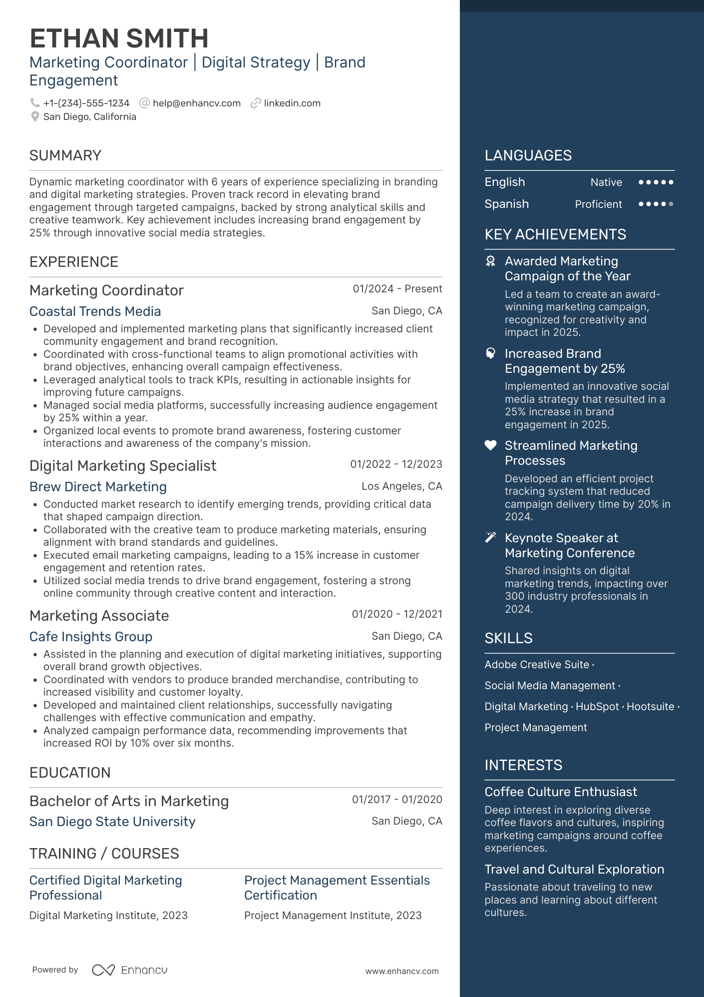 Starbucks Marketing Coordinator Resume Example