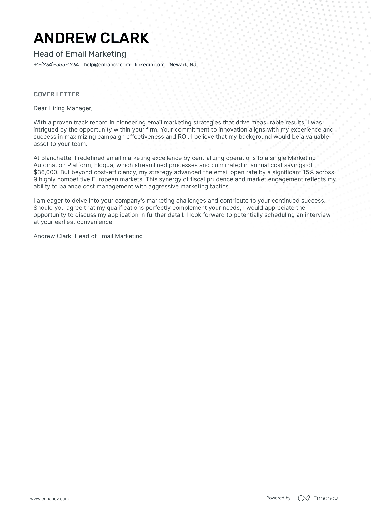 Email Marketing Resume Example
