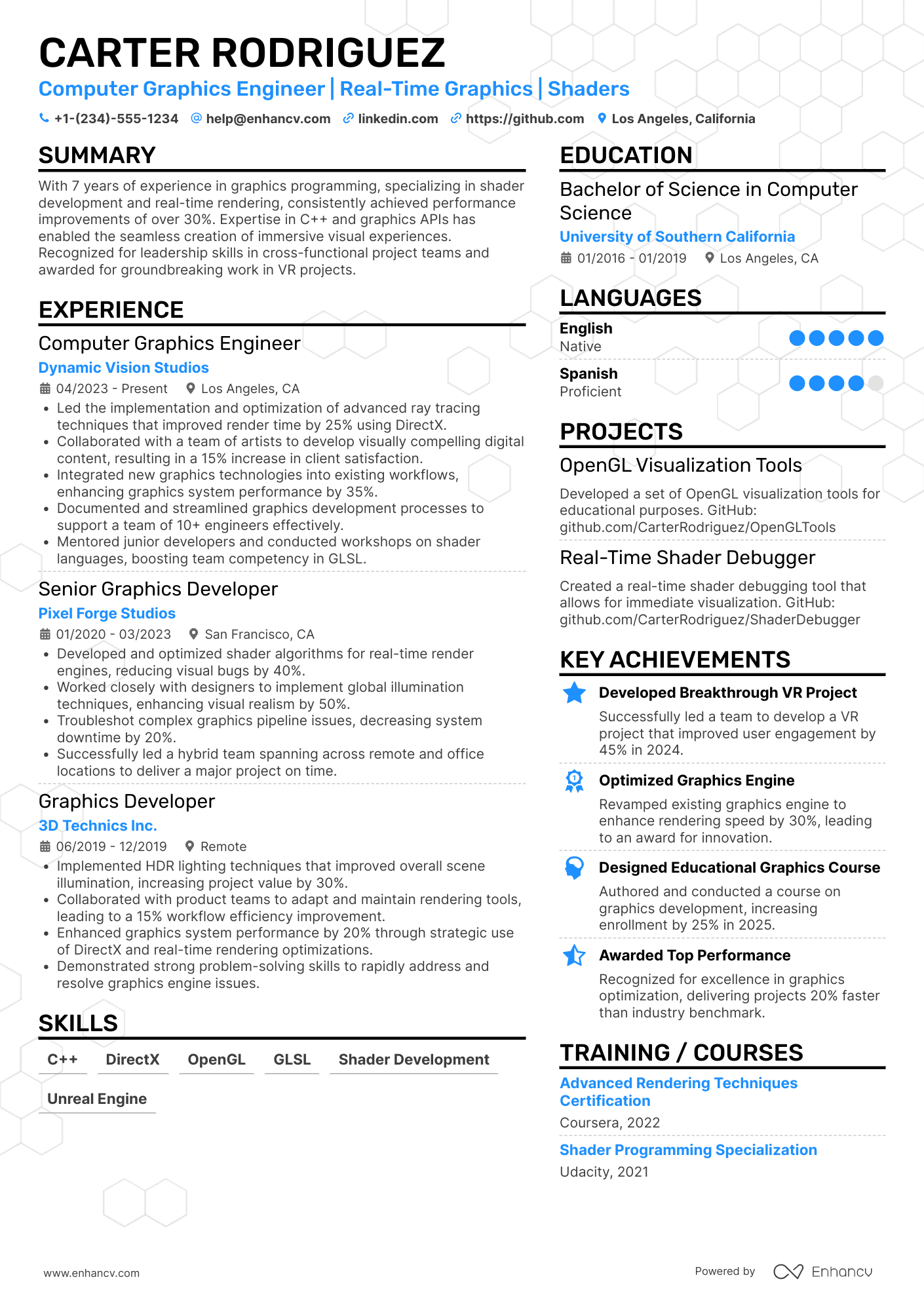 Computer Graphics Engineer Resume Example