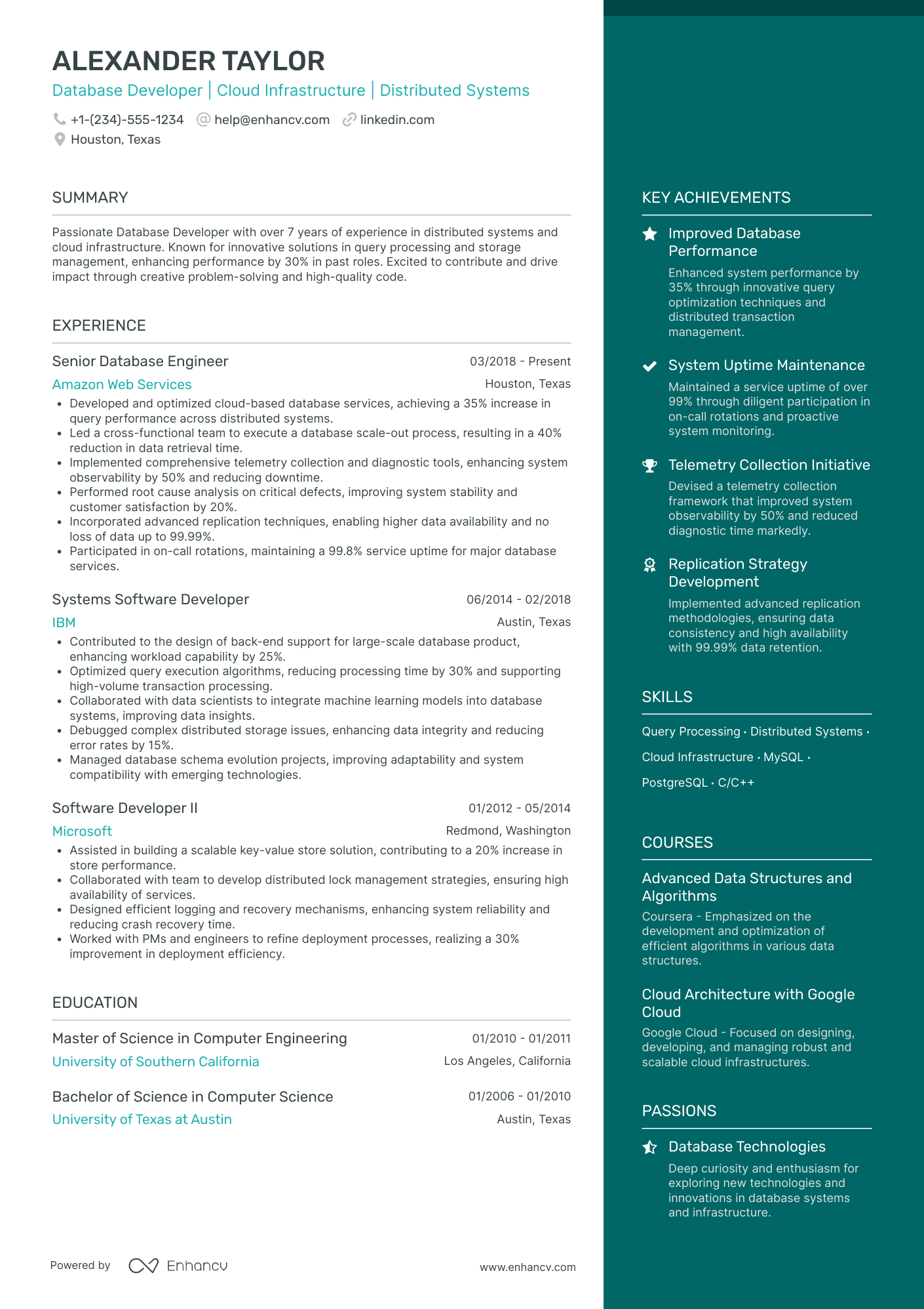 Cloud Software Engineer Resume Example