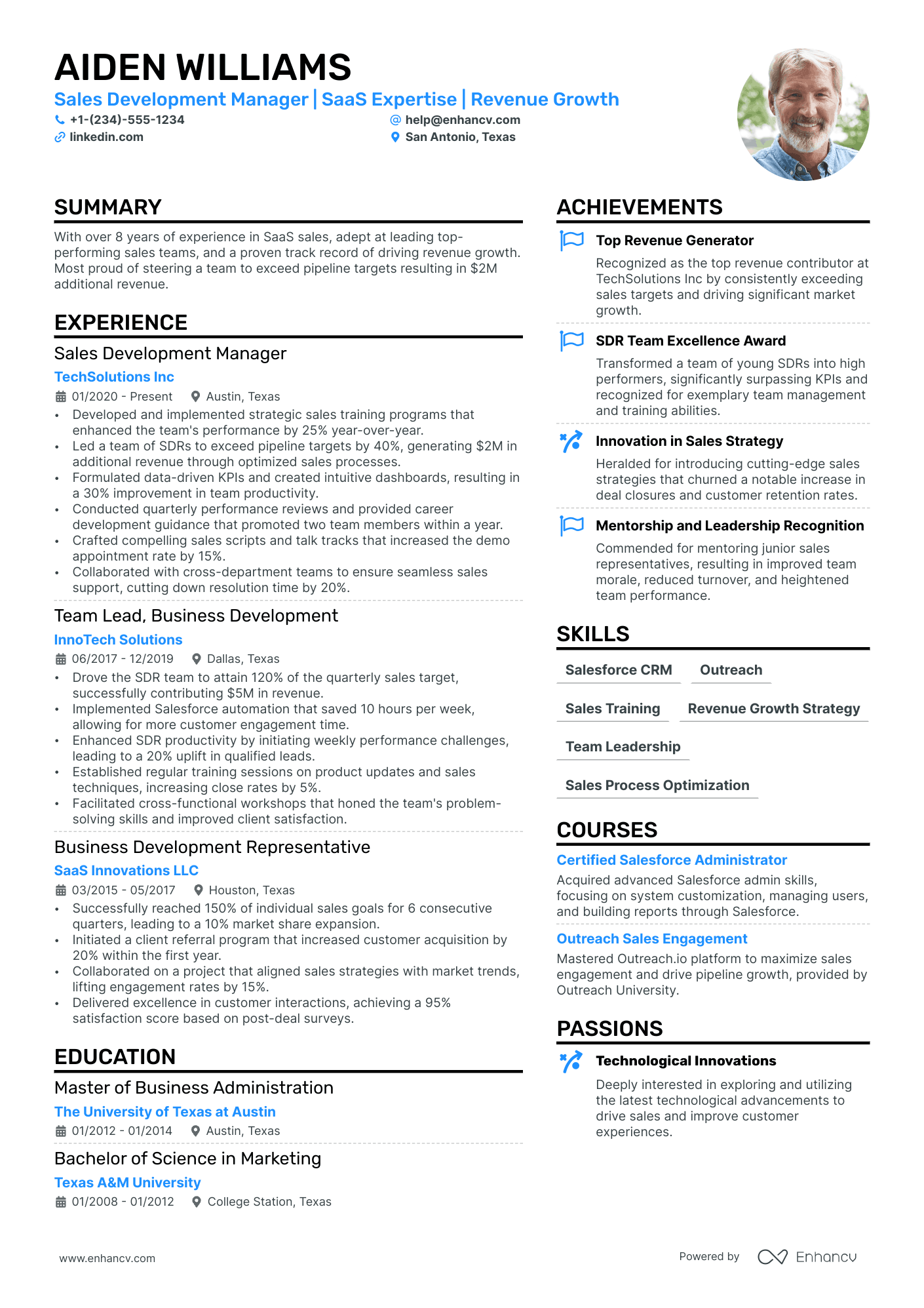 Sales Development Manager Resume Example