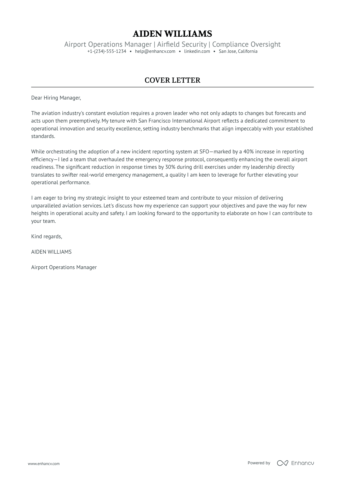 Airport Manager Resume Example