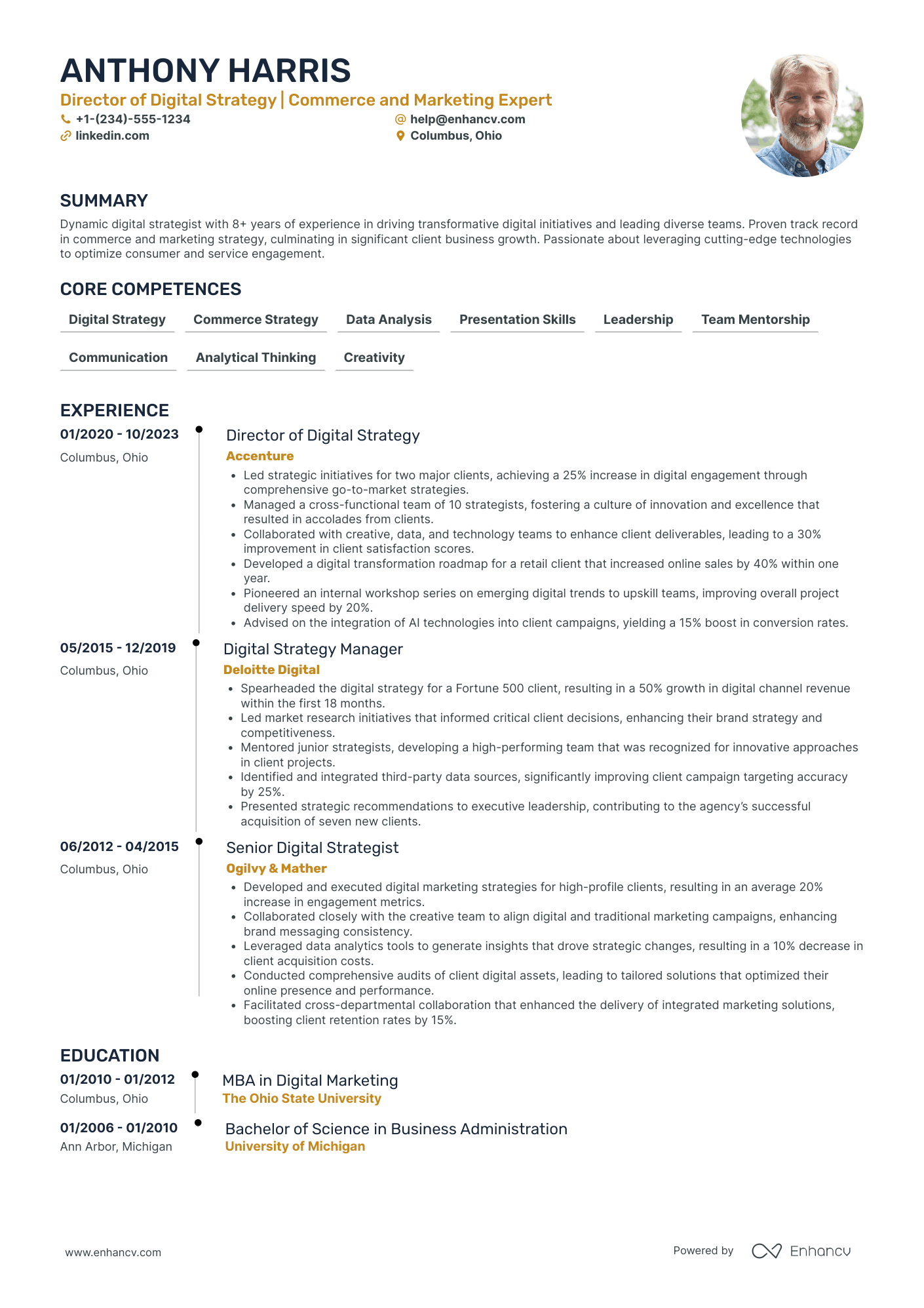 Chief Digital Strategy Officer Resume Example