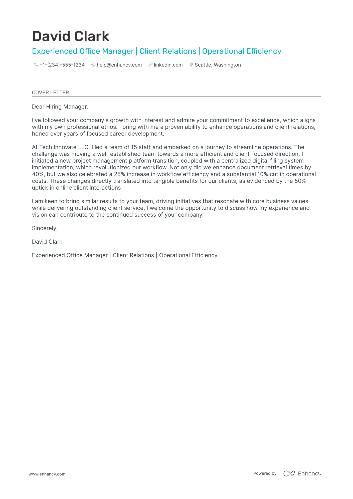 Business Office Manager Resume Example