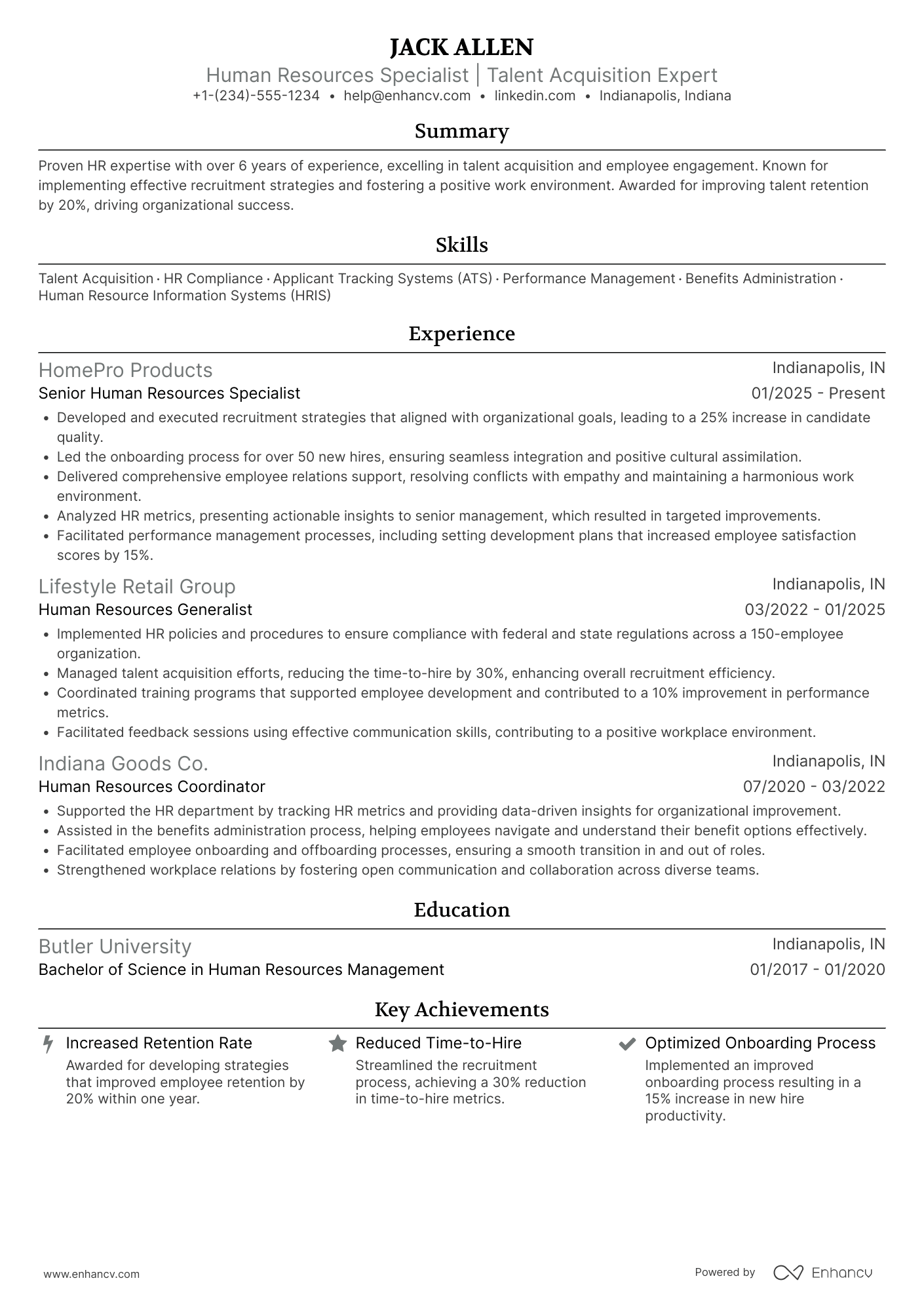 Target Human Resources Expert Resume Example
