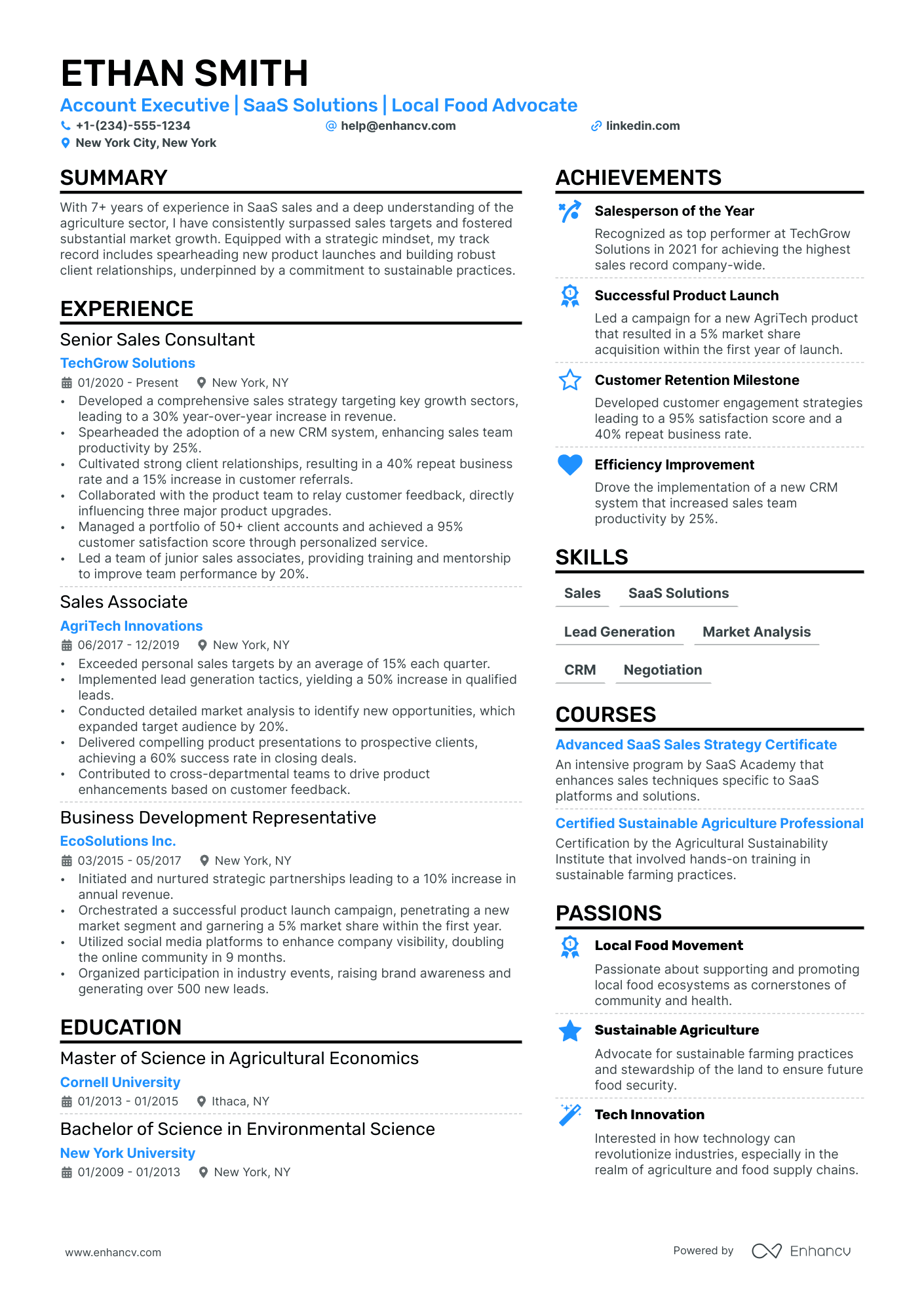 Saas Sales Resume Example