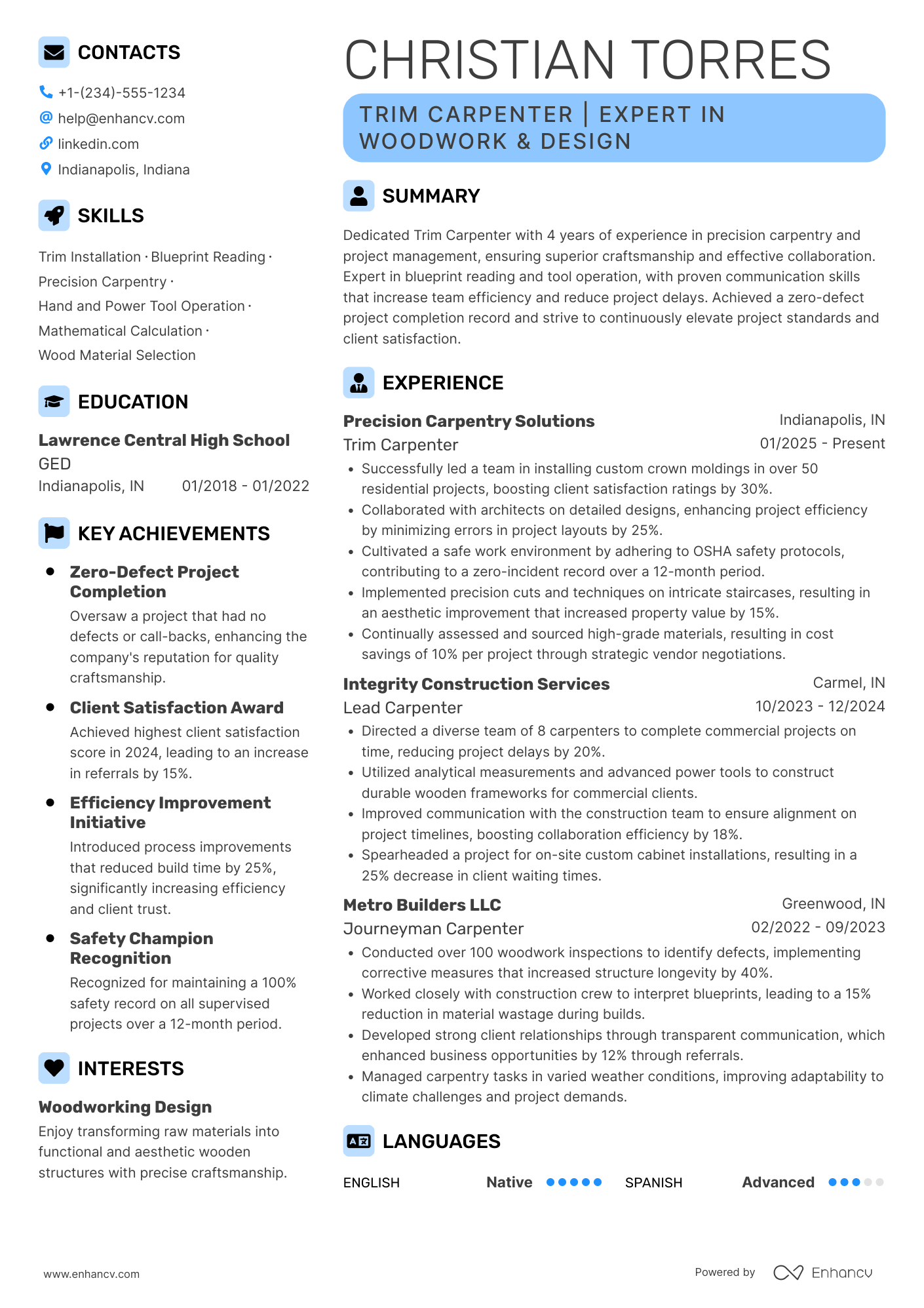 Trim Carpenter Resume Example