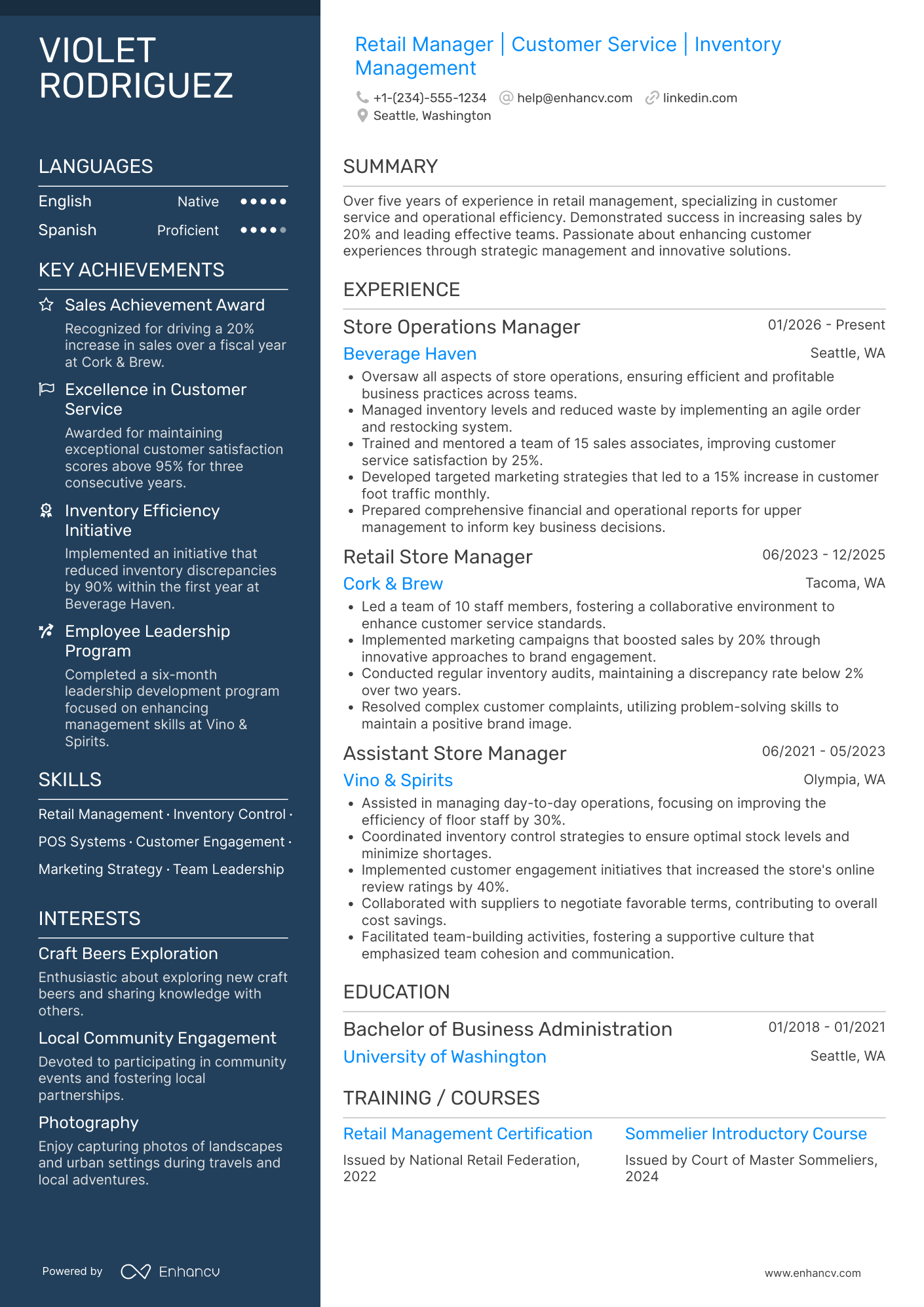 Liquor Store Manager Resume Example