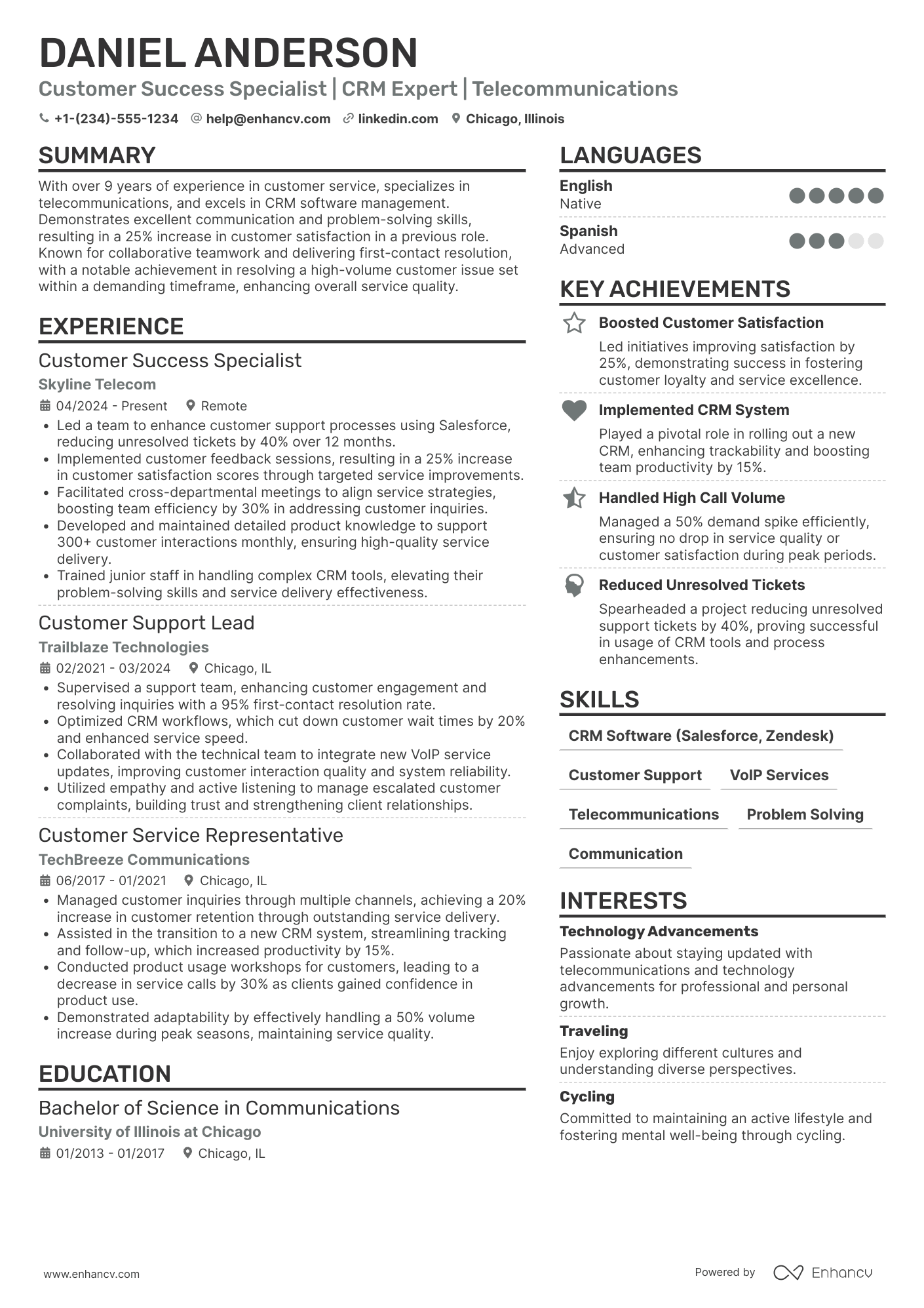 Remote Customer Service Resume Example
