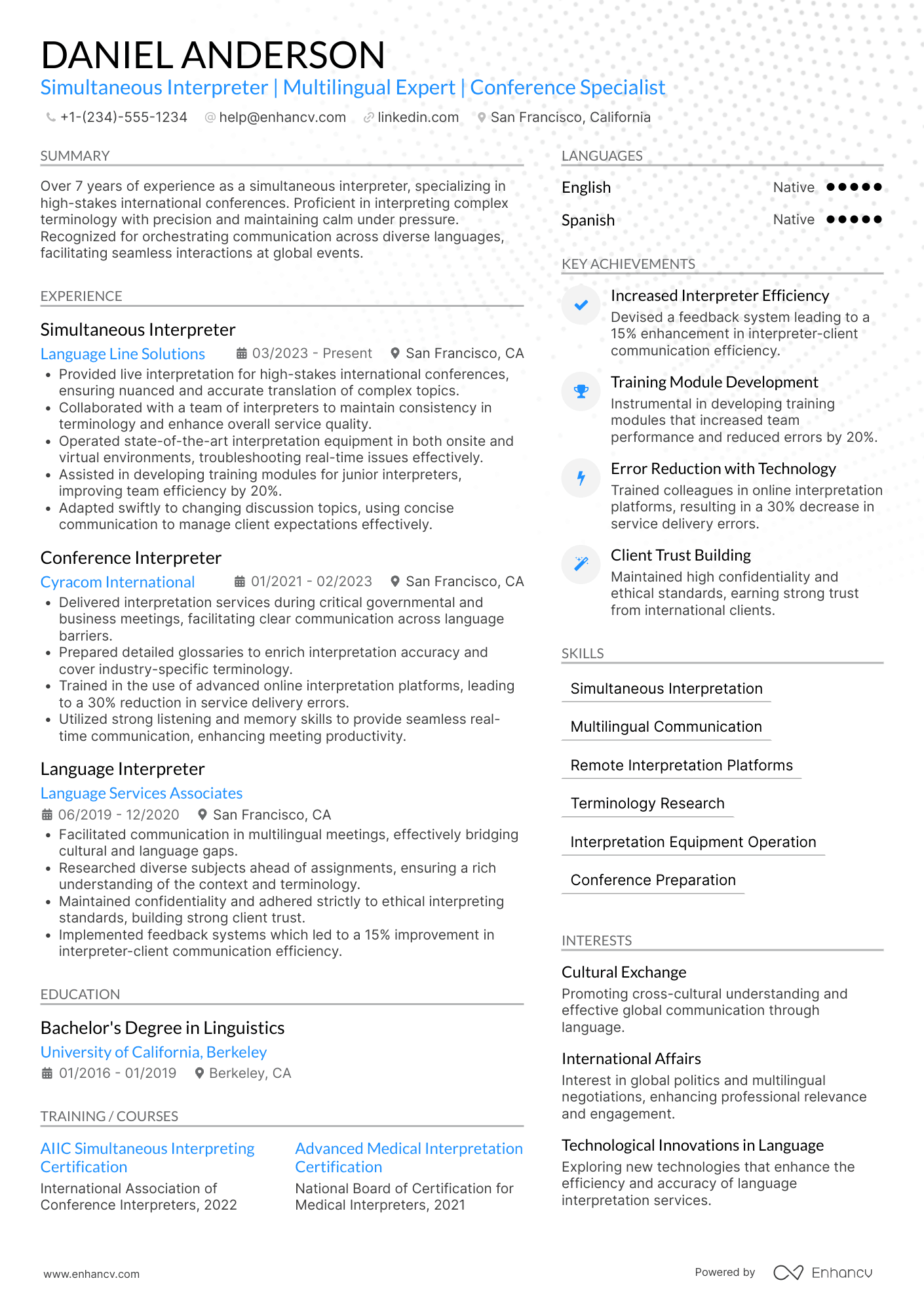 Simultaneous Interpreter Resume Example