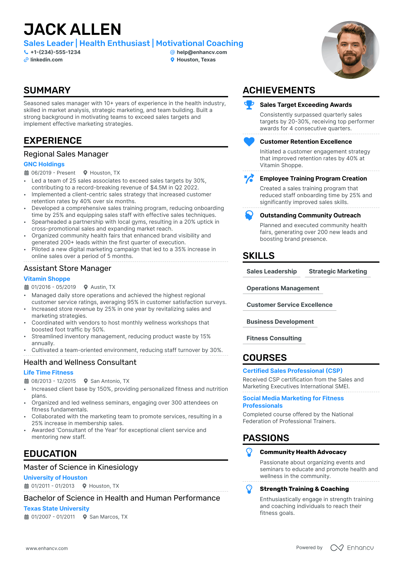 Fitness General Manager Resume Example