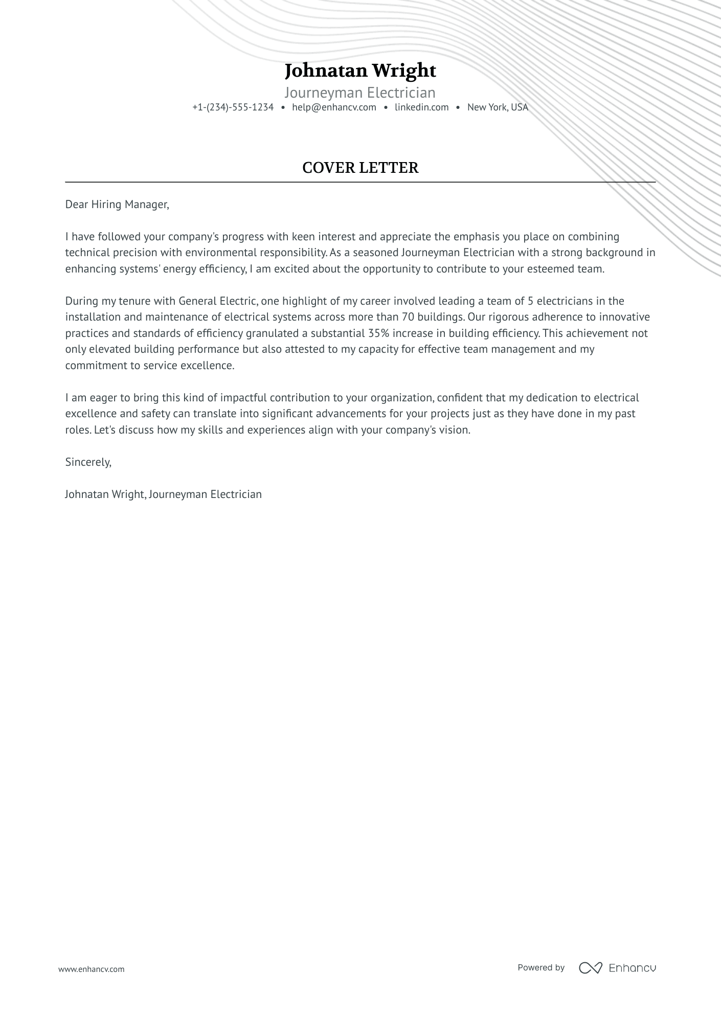 Journeyman Electrician Resume Example