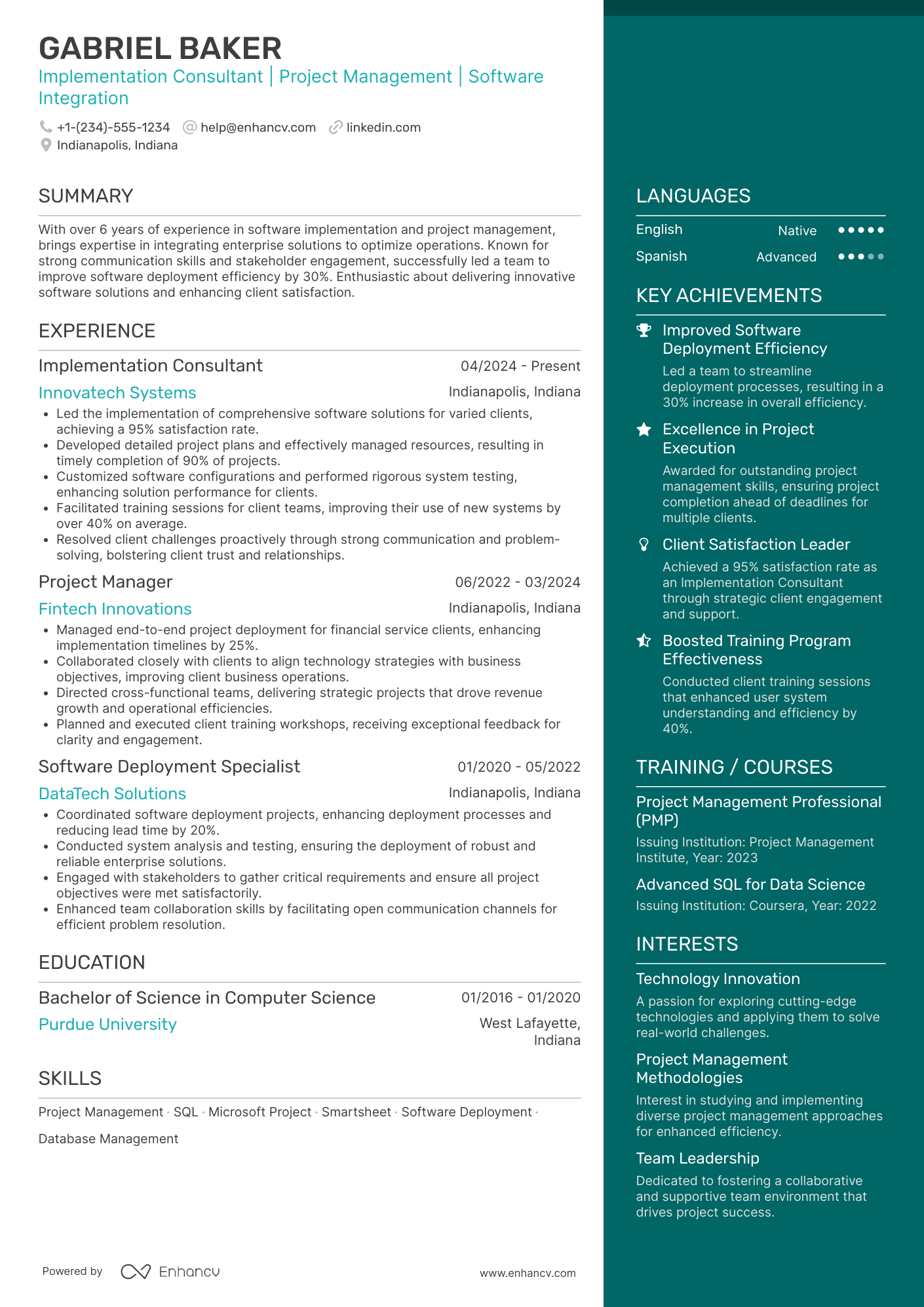Implementation Donsultant Resume Example