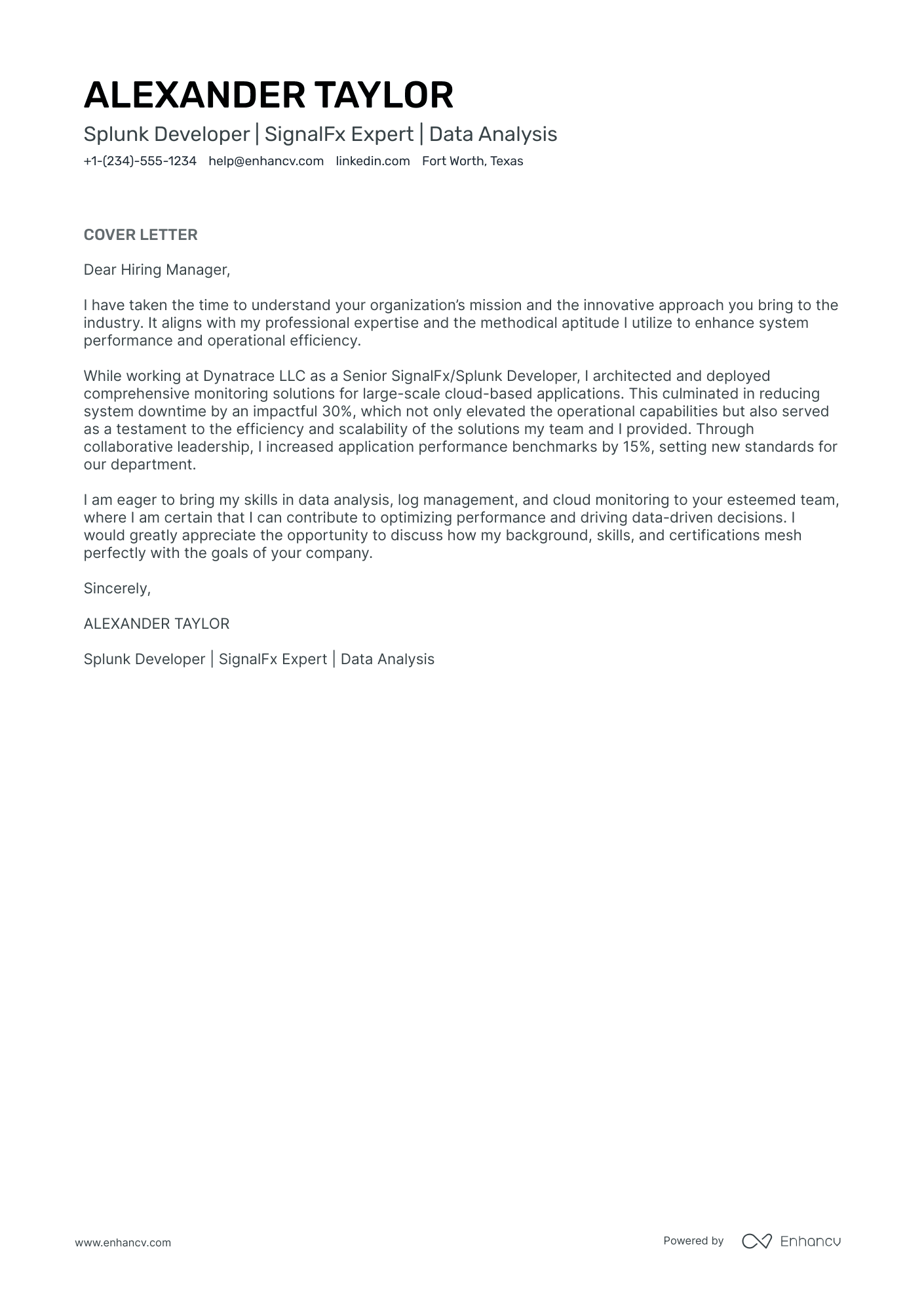 Splunk Developer Resume Example