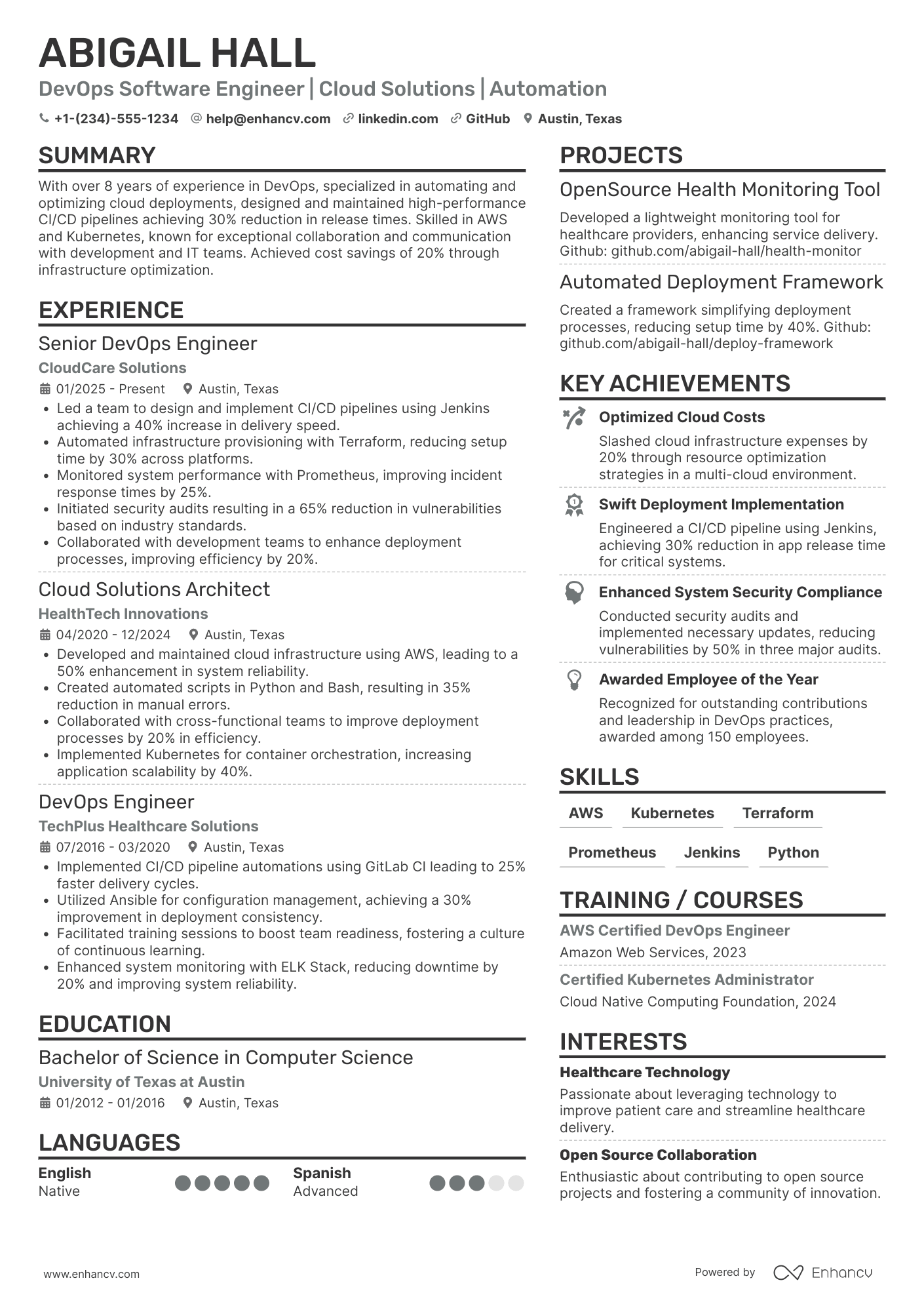 Devops Software Engineer Resume Example