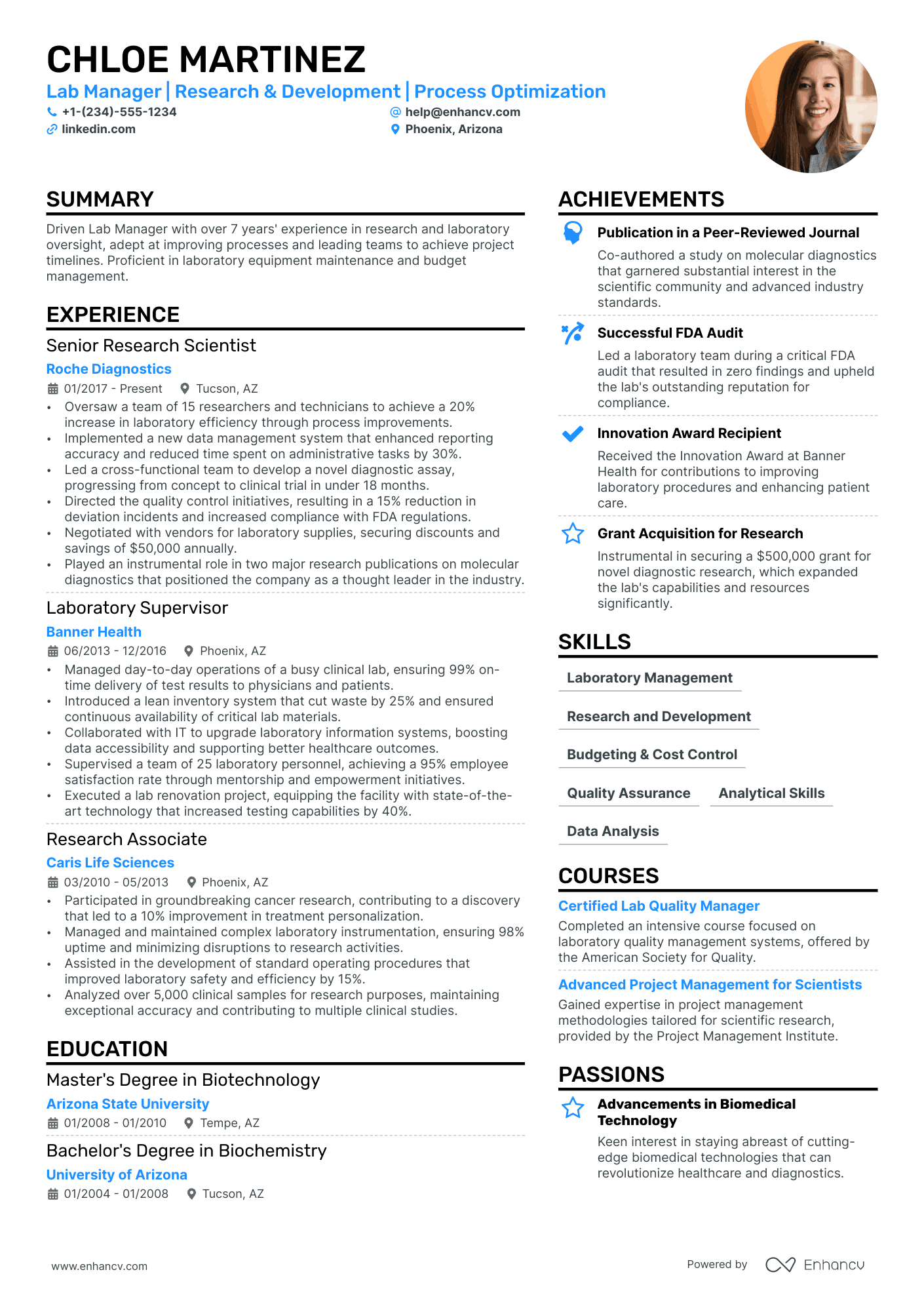 Lab Manager Resume Example
