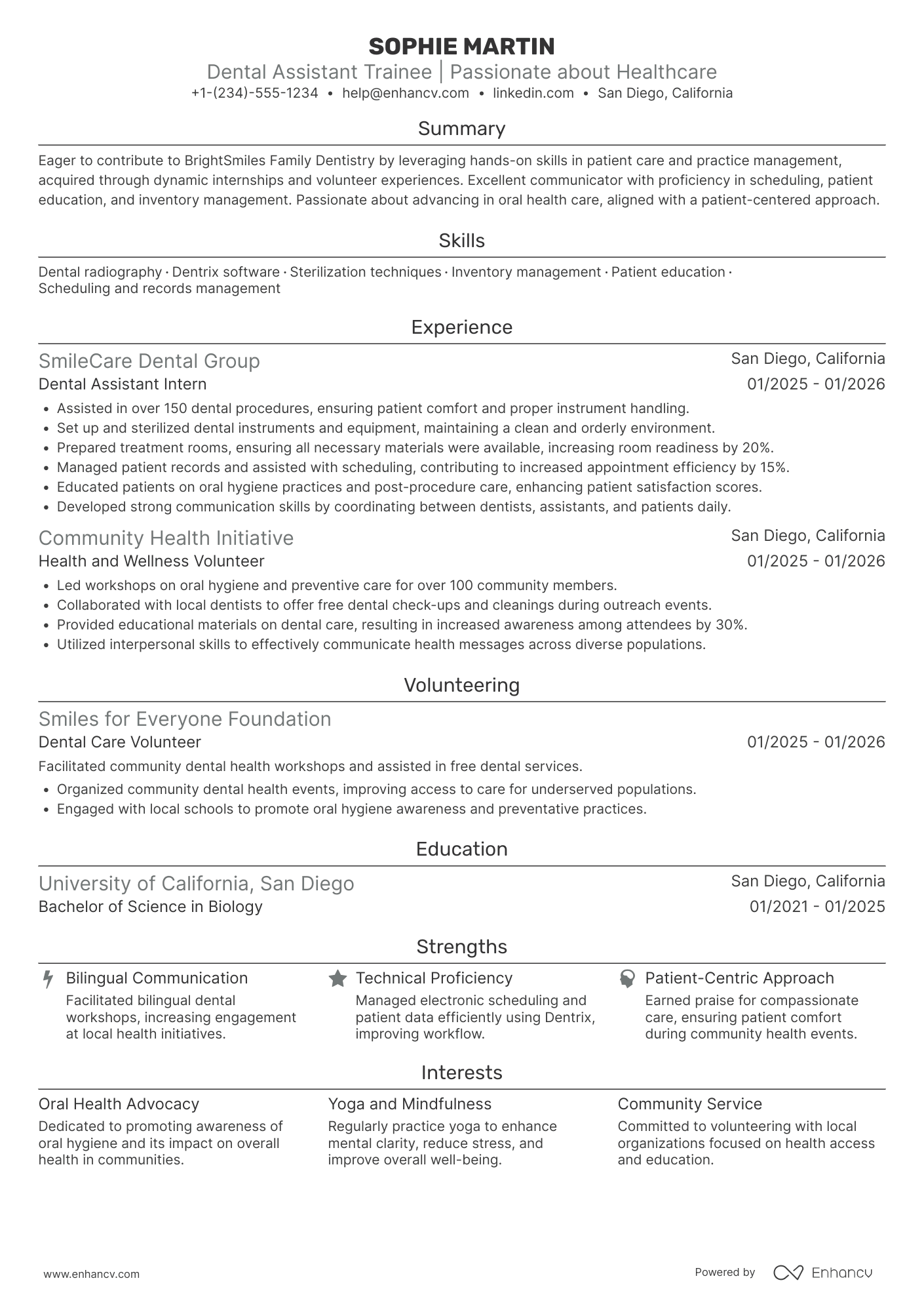 Dental Assistant Trainee Resume Example