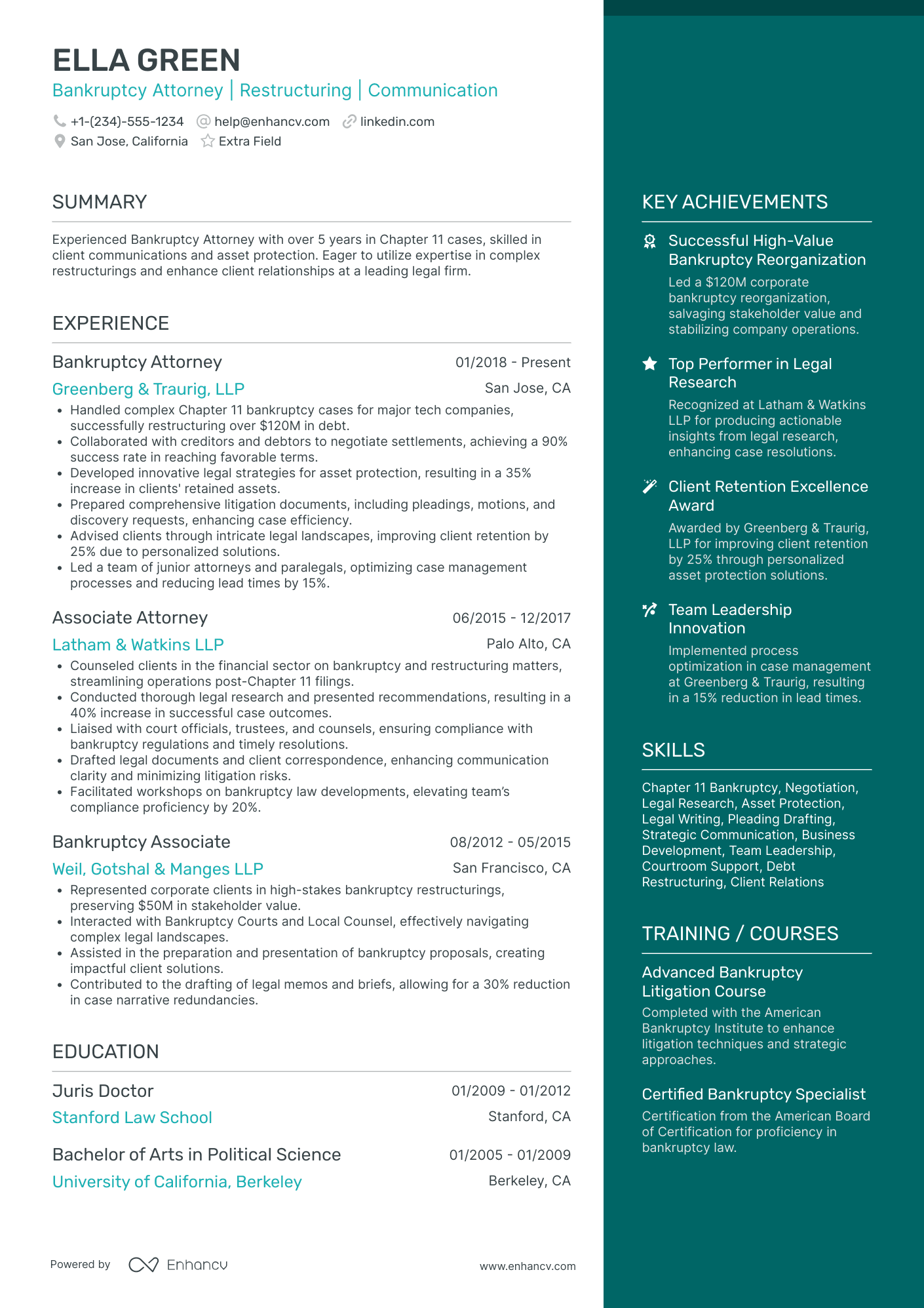 Bankruptcy Attorney Resume Example