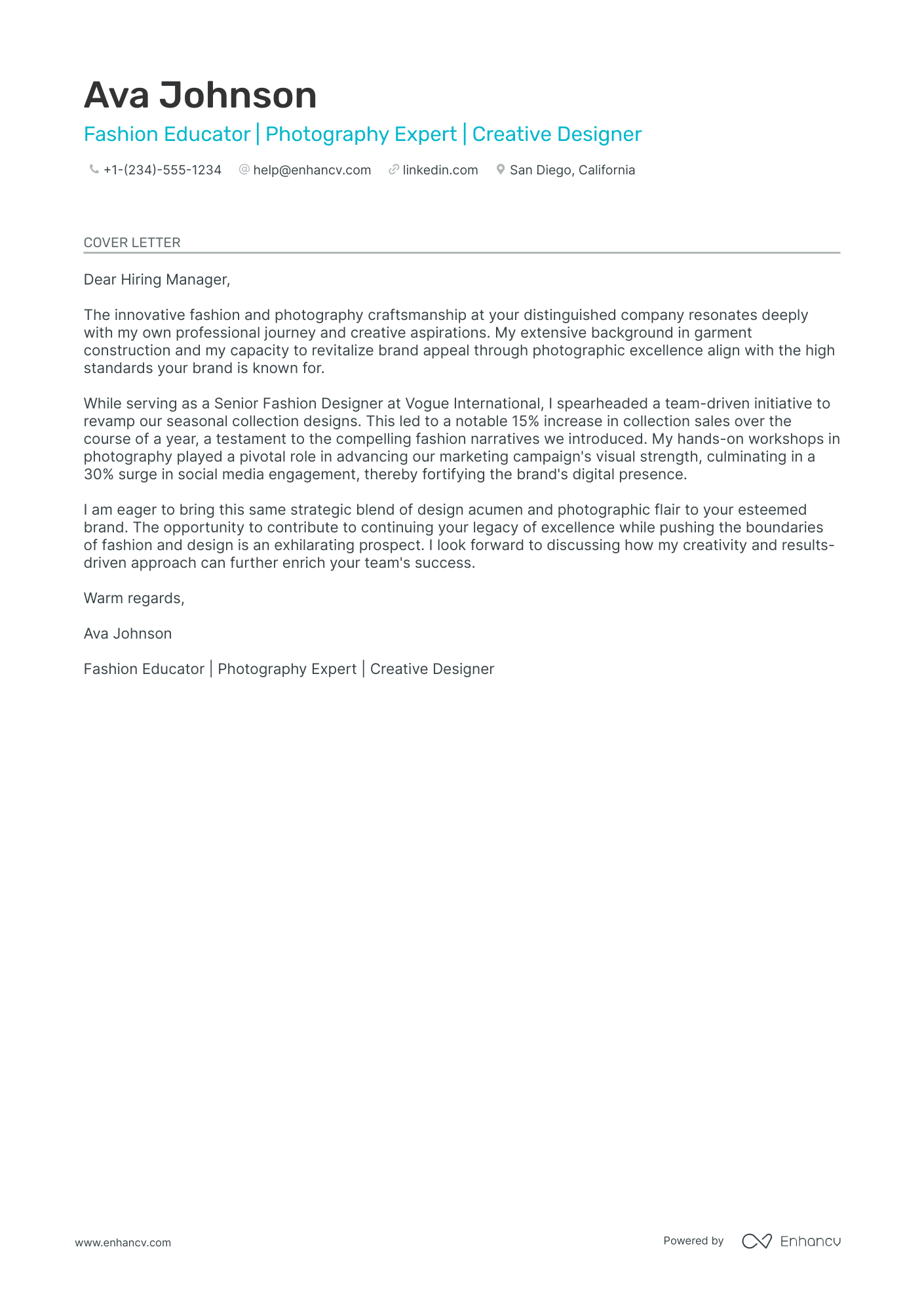 Freelance Fashion Designer Resume Example