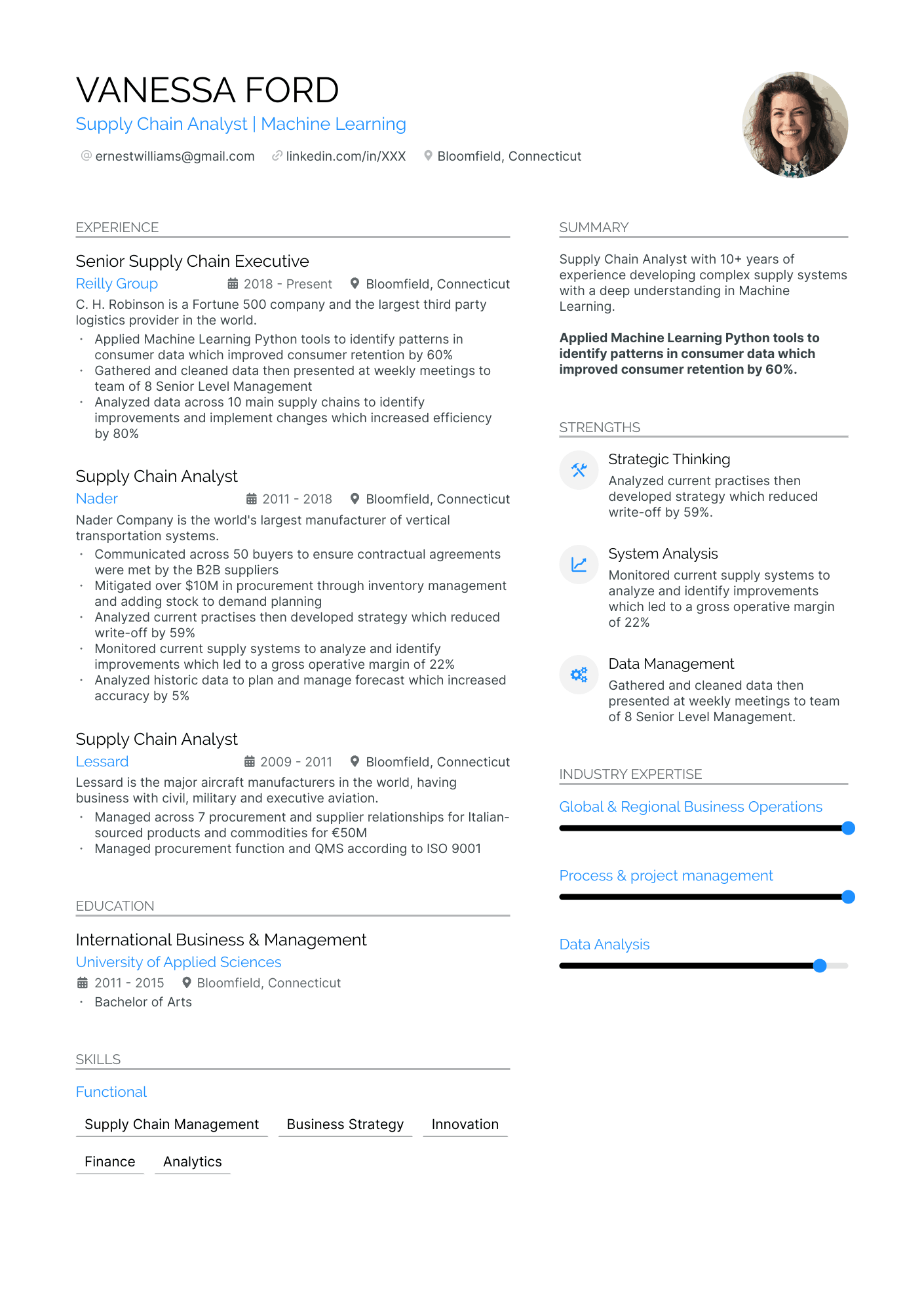 Supply Chain Analyst Resume Example