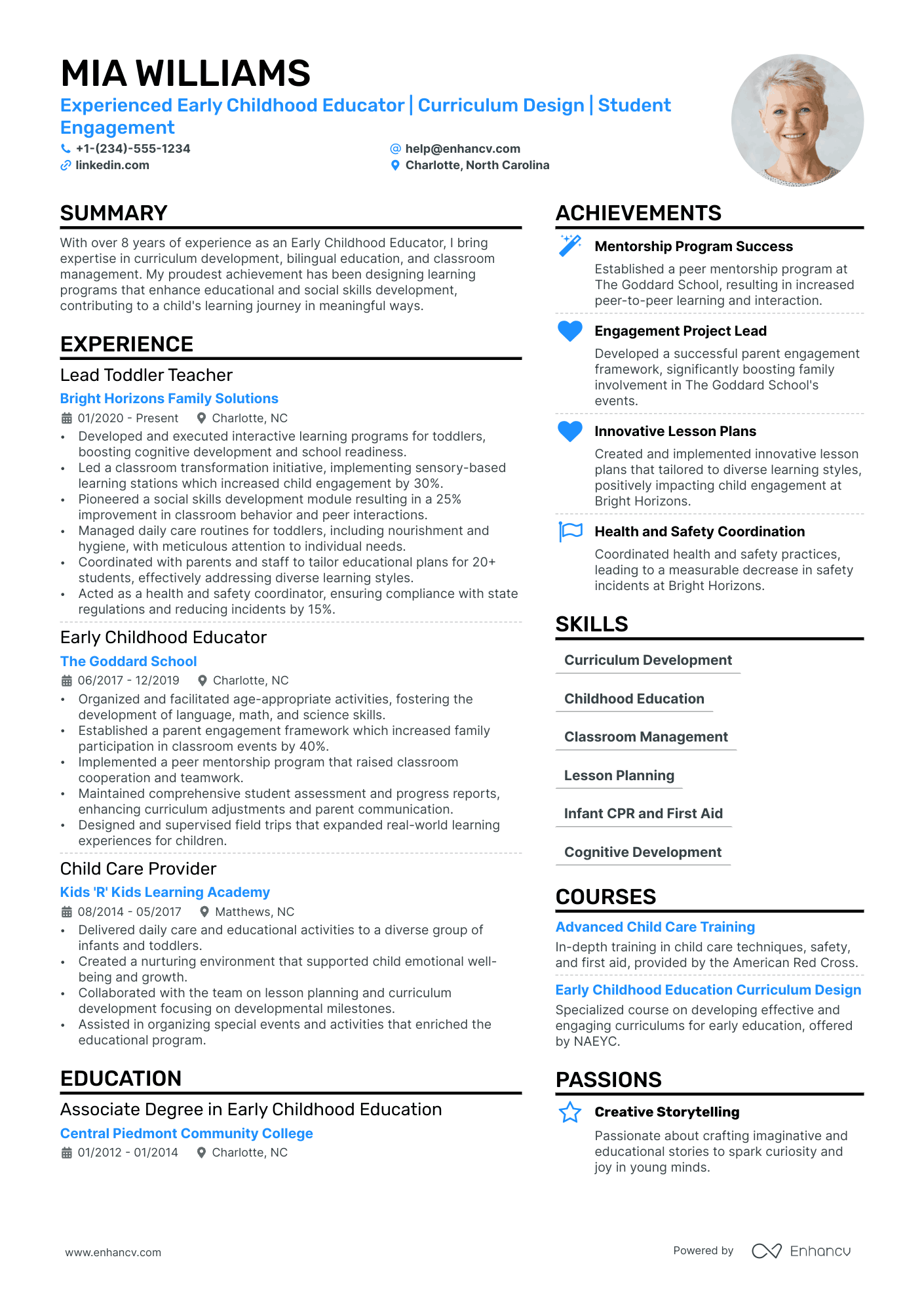 Toddler Teacher Resume Example