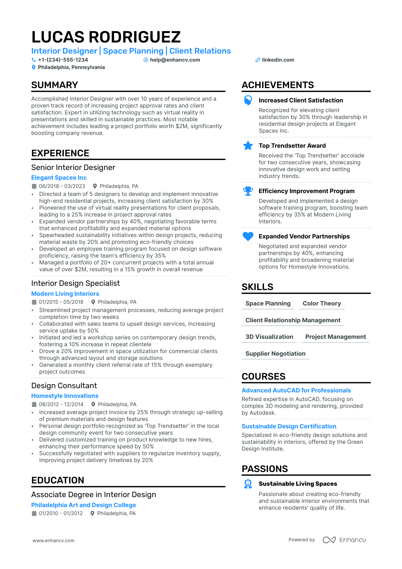 Furniture Sales Resume Example