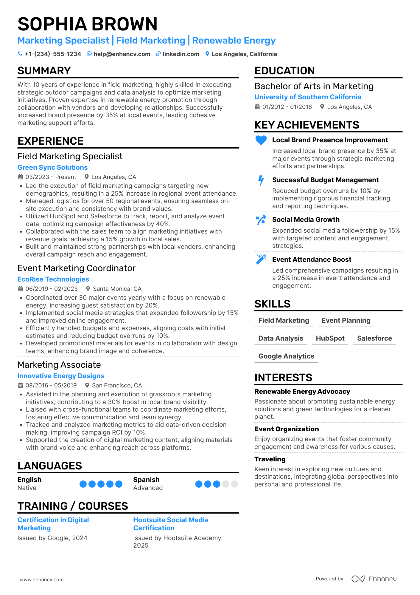 Field Marketing Assistant Resume Example