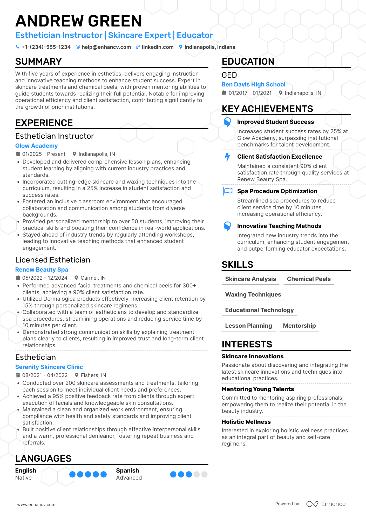 Esthetician Instructor Resume Example