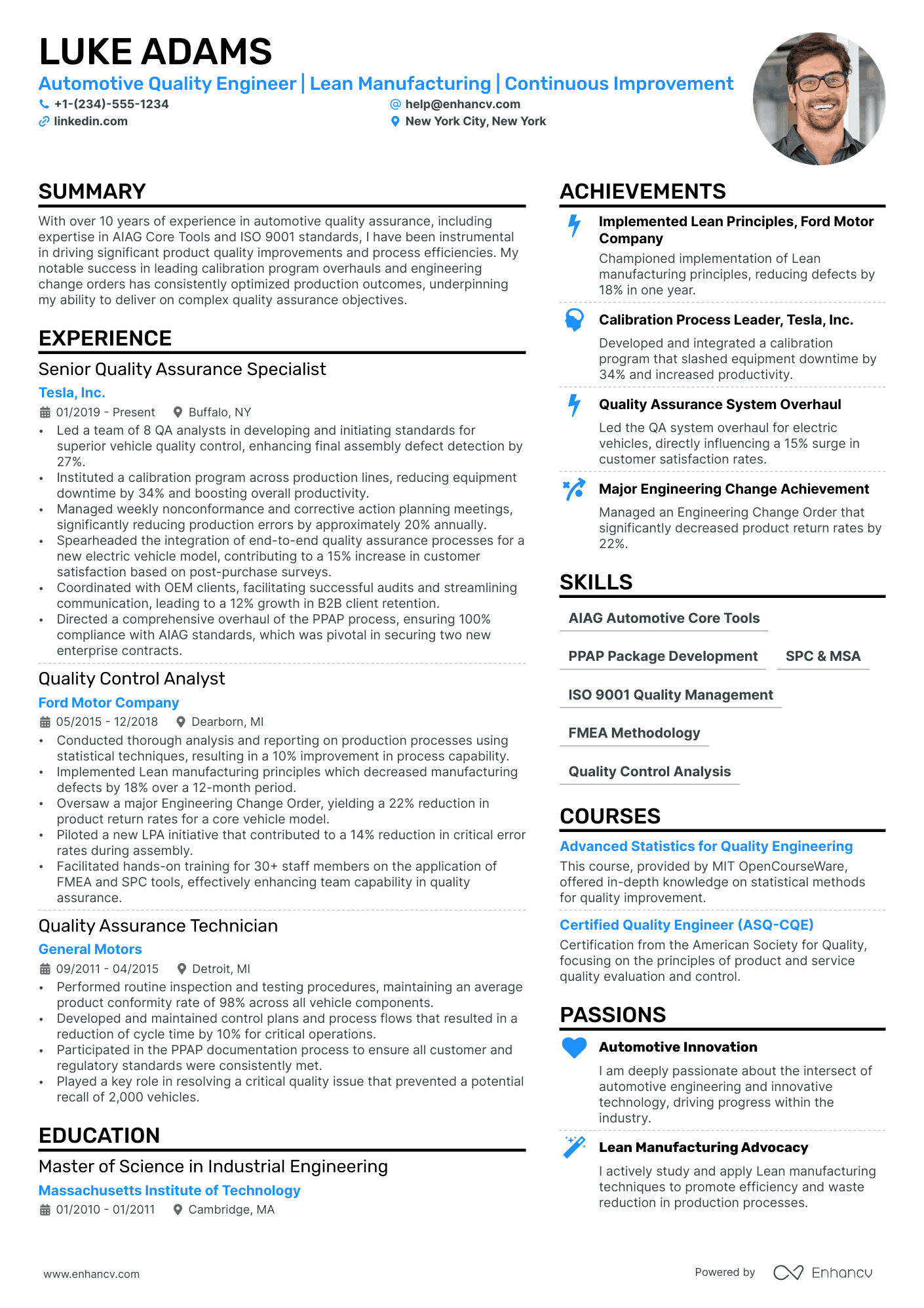Automotive Engineering Resume Example