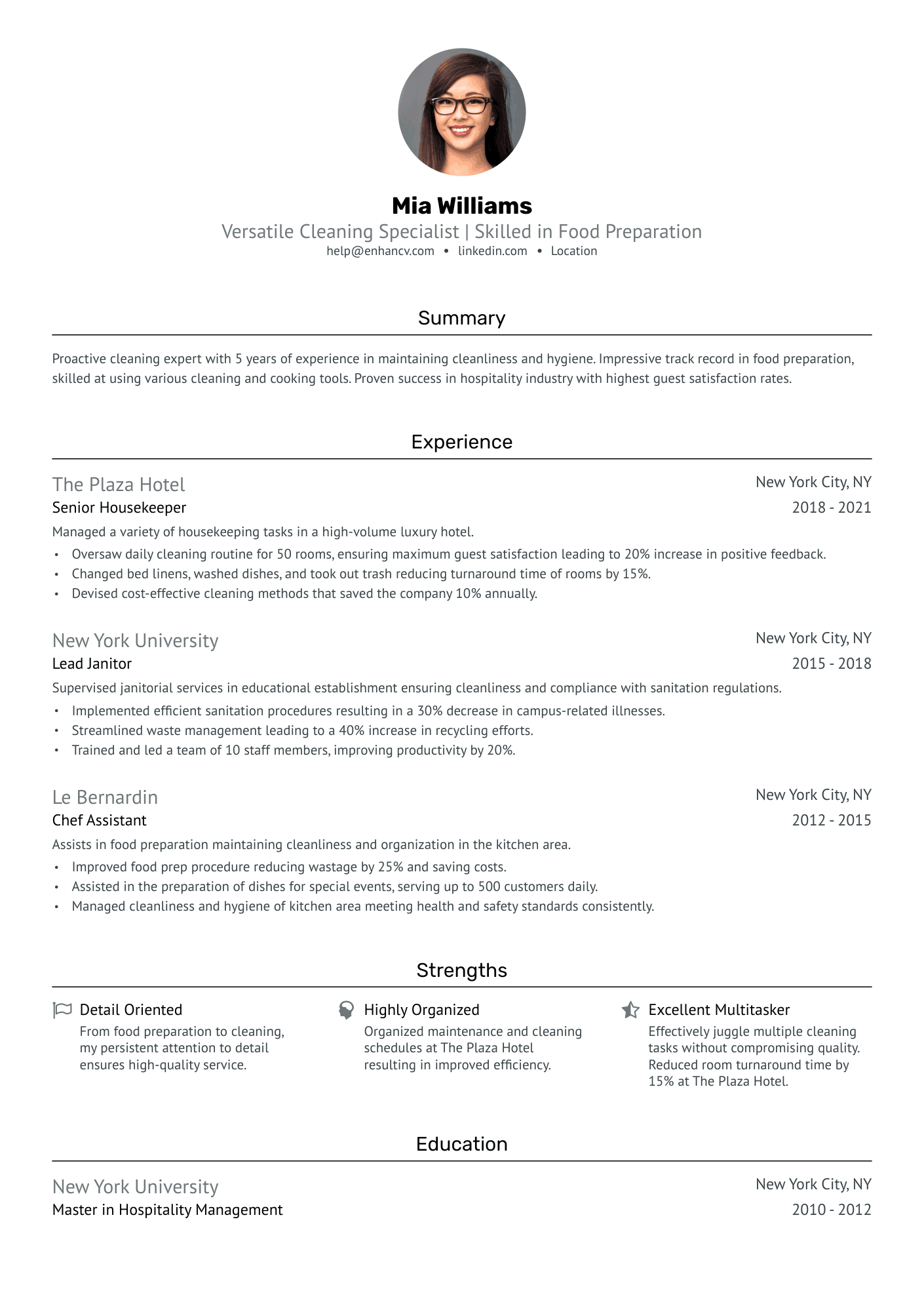 Homemaker Resume Example