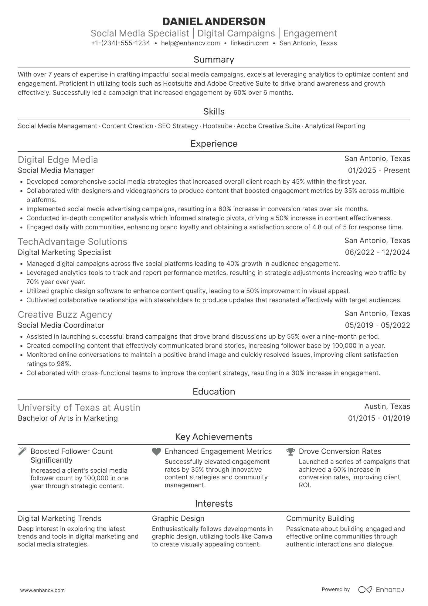 Social Media Specialist Resume Example