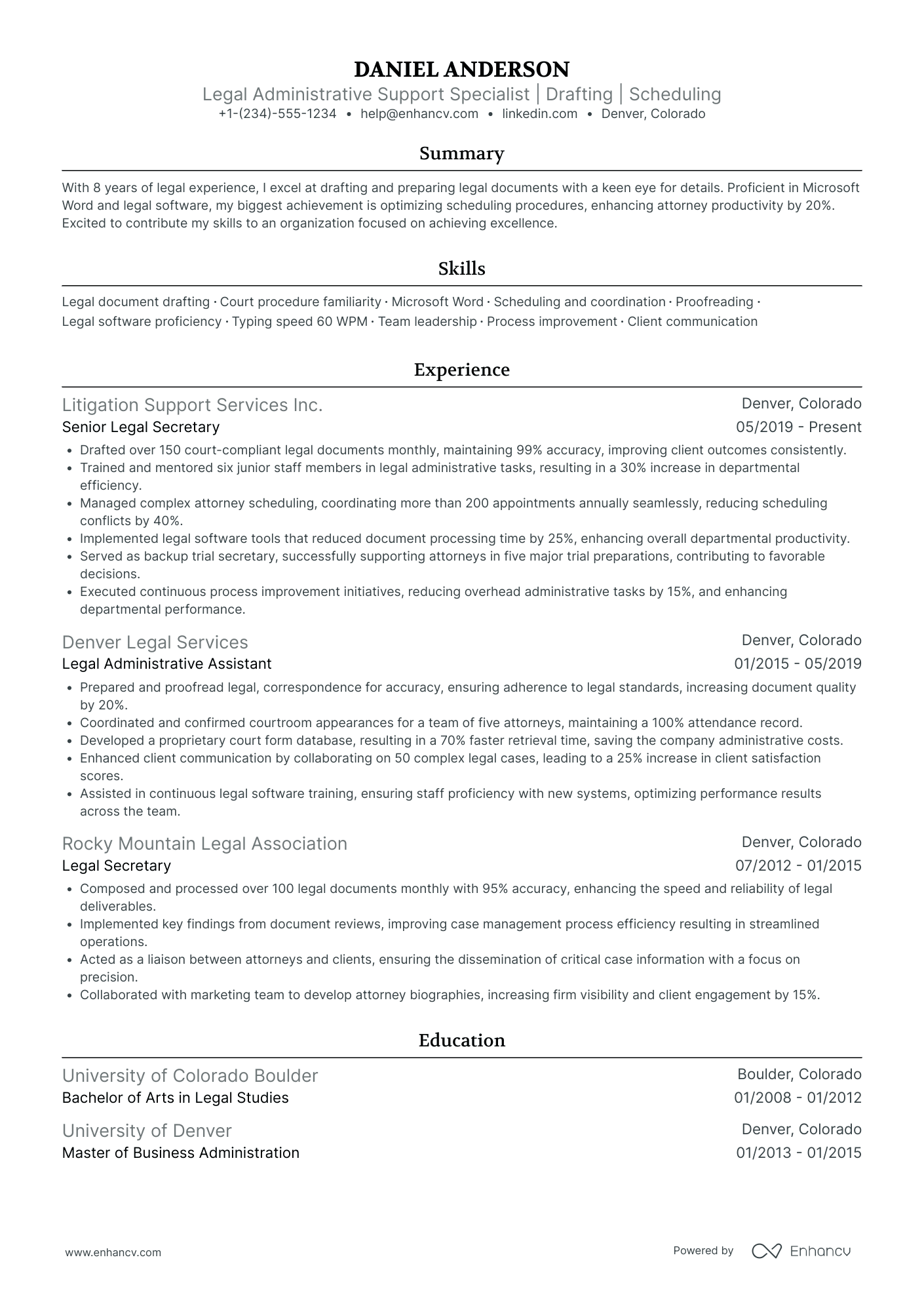 Litigation Legal Assistant Resume Example