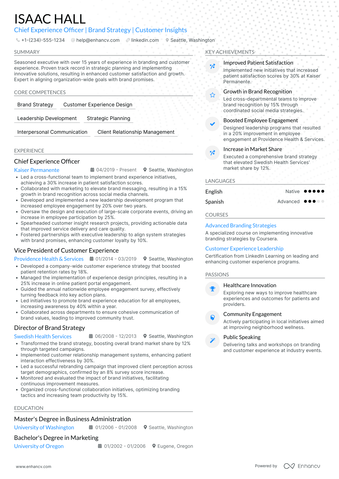 Chief Experience Design Officer Resume Example