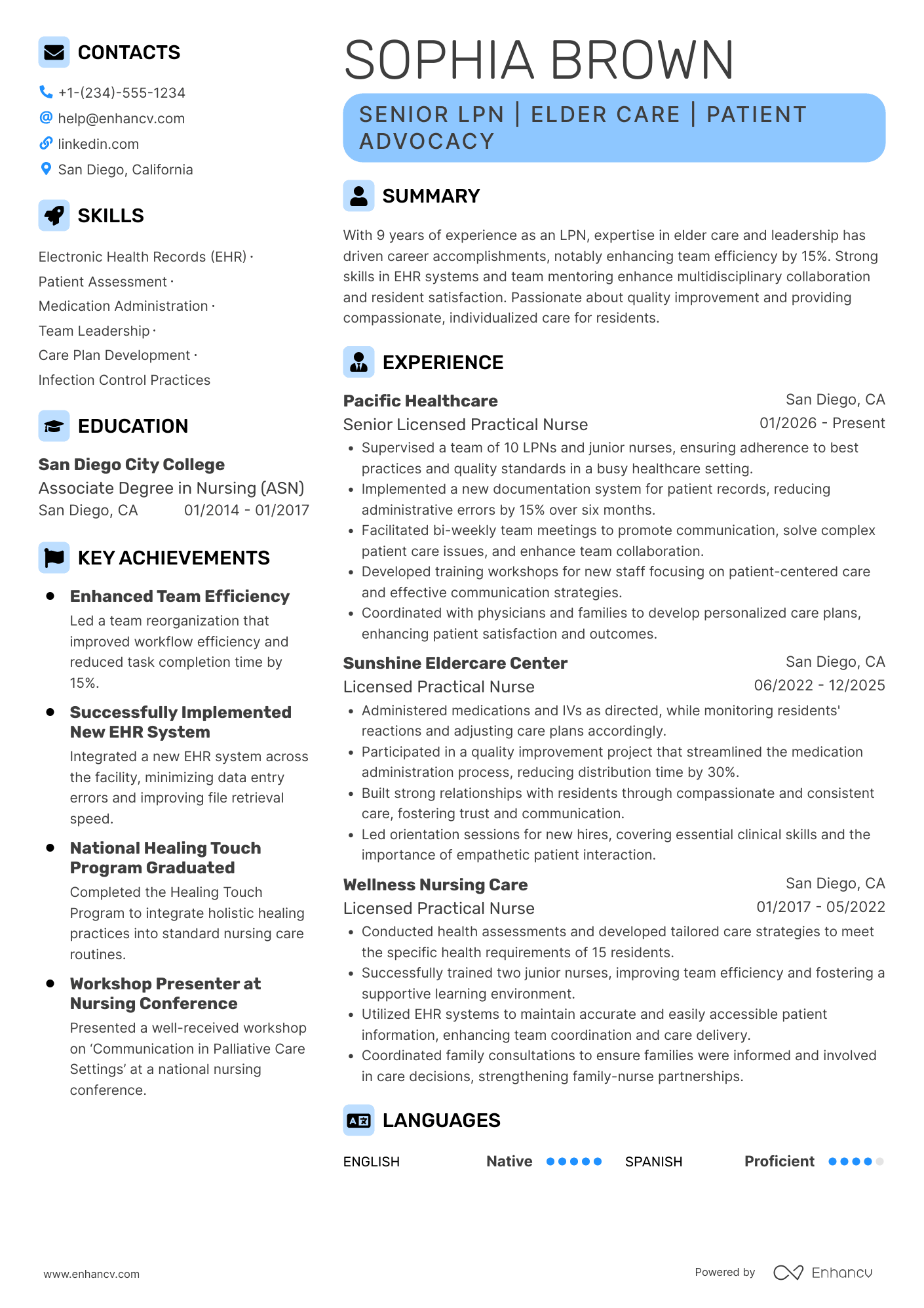 Senior LPN Resume Example