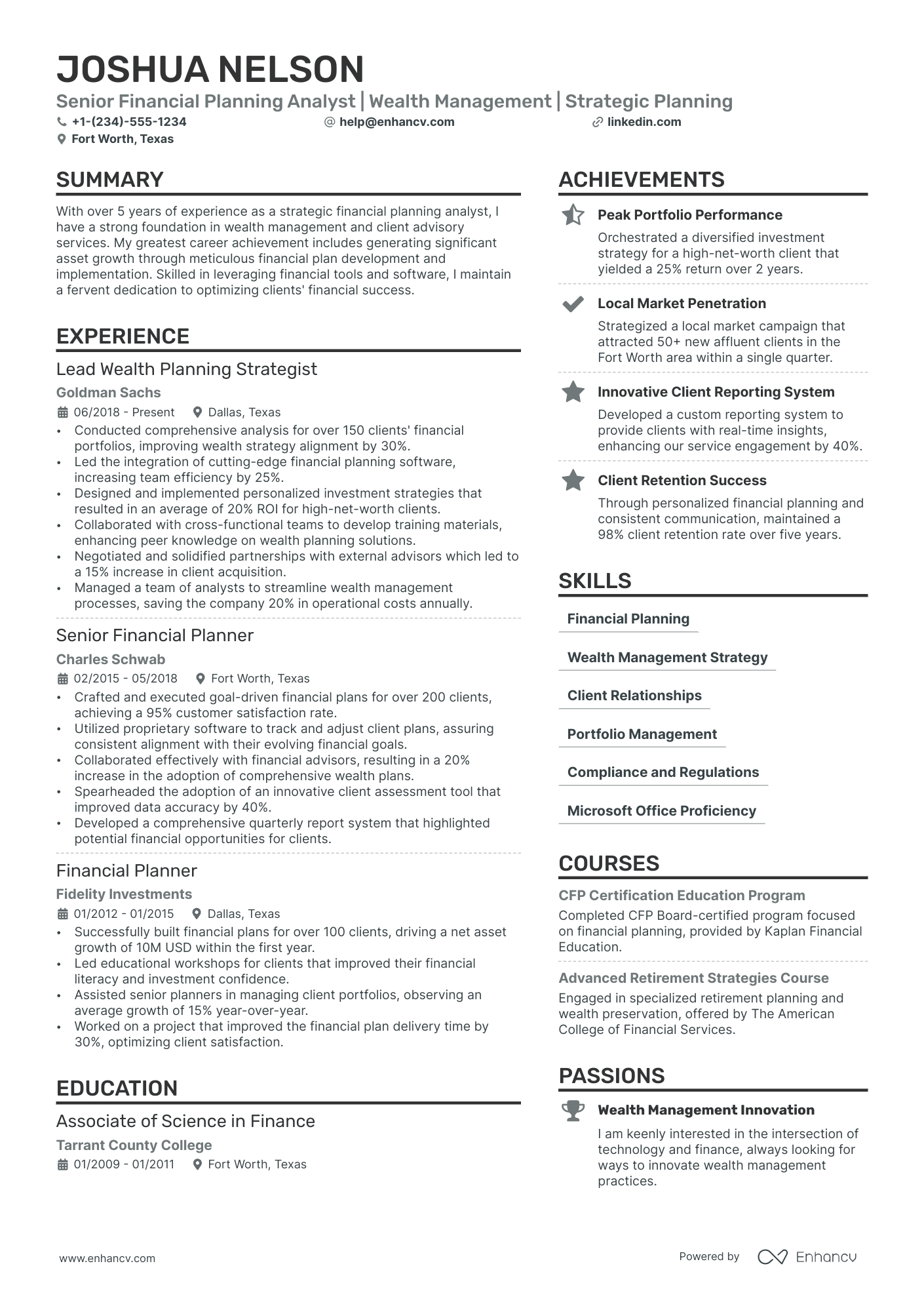 Financial Planning Analyst Resume Example