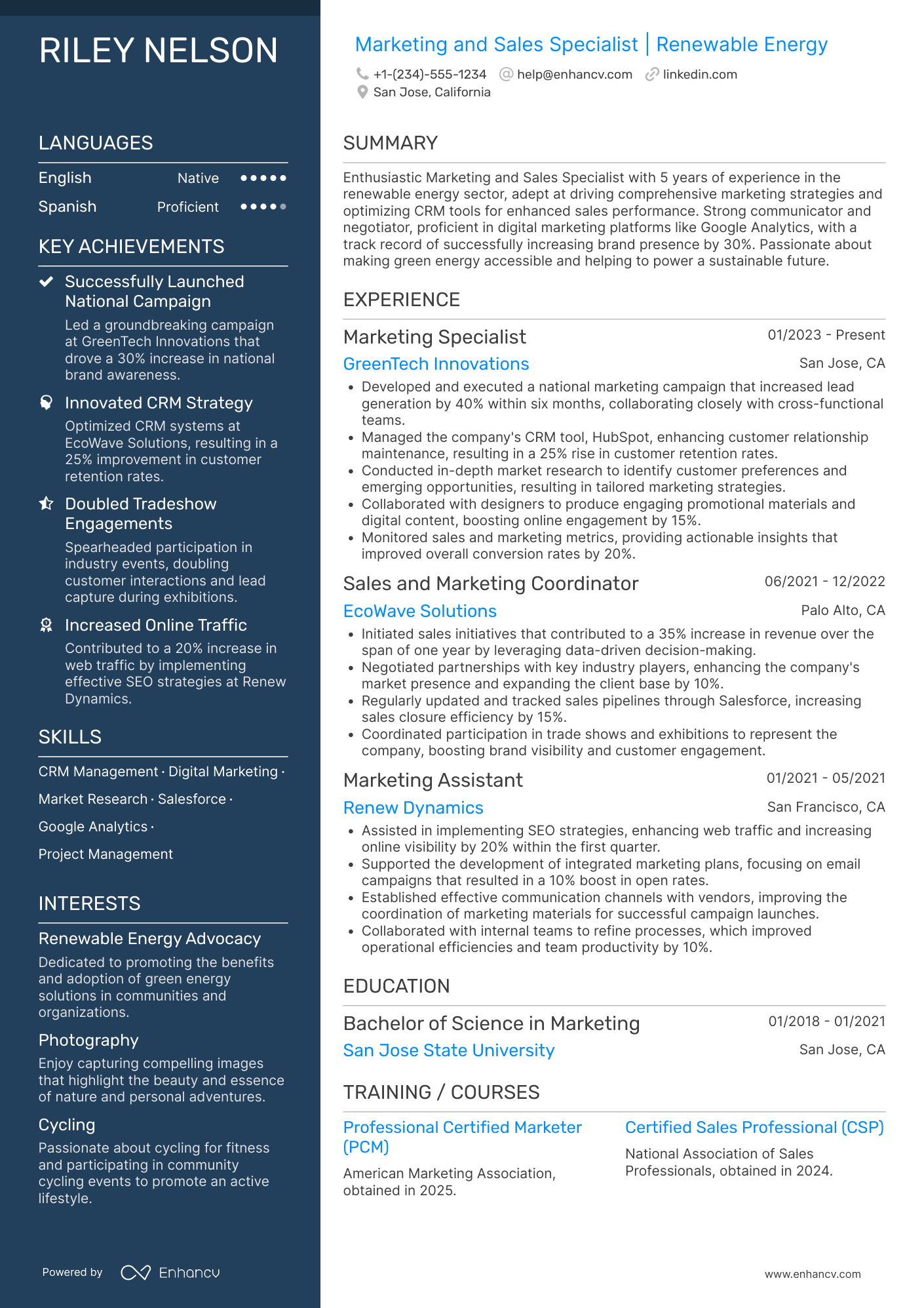 Marketing And Sales Resume Example