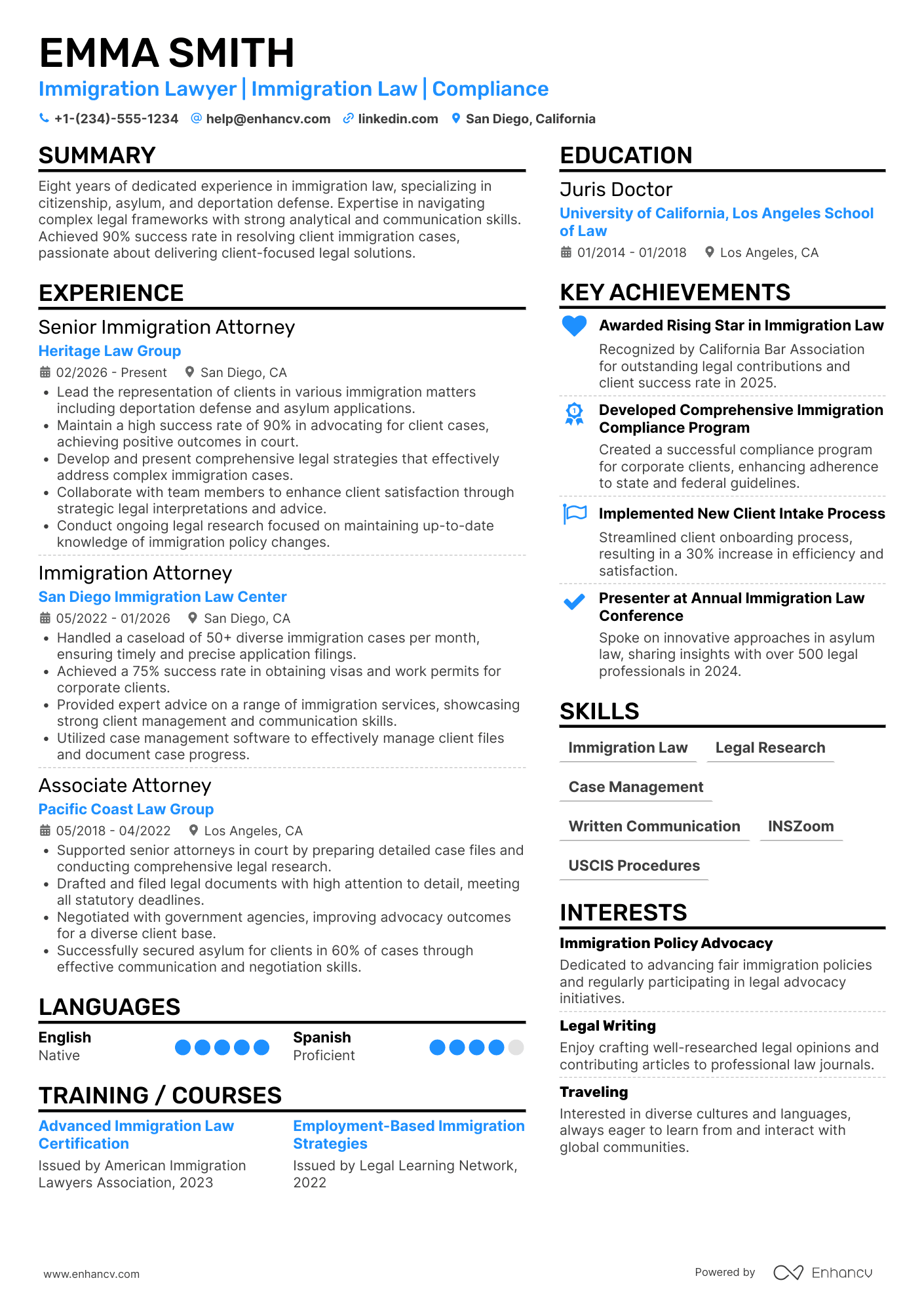 Immigration Lawyer Resume Example